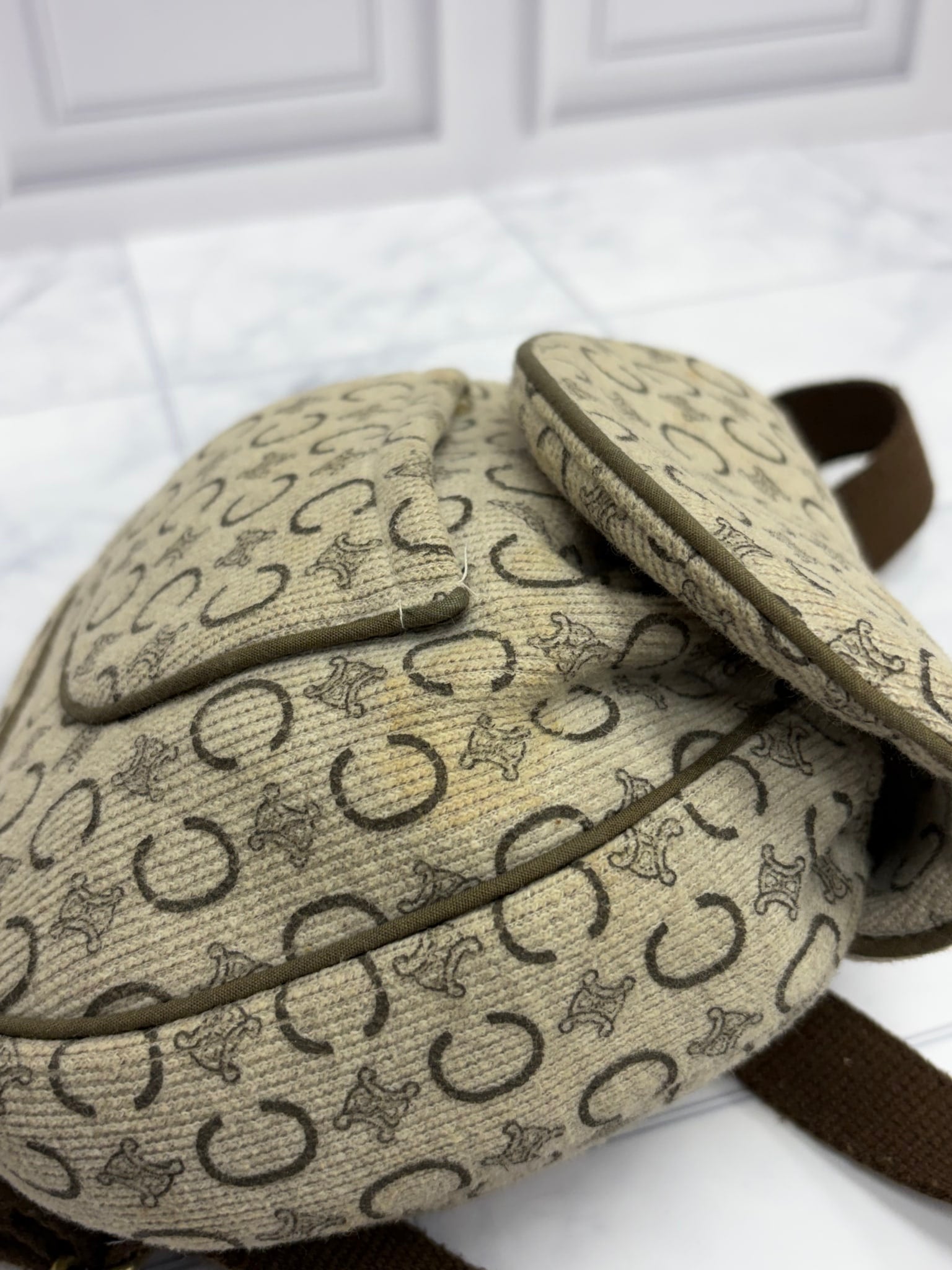Celine Beige Cotton Baby Backpack 