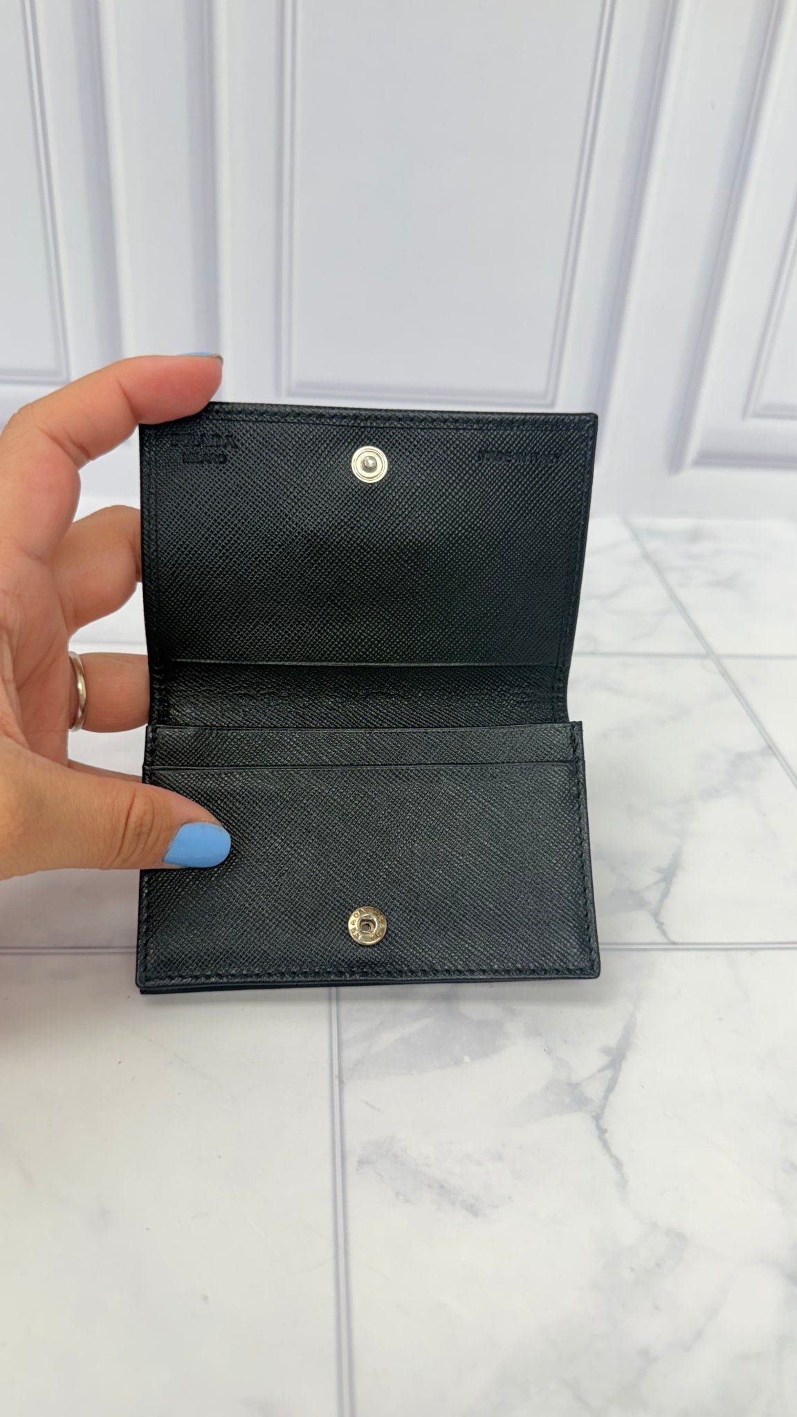 LIKE NEW - Prada Black Saffiano Leather Card Holder 