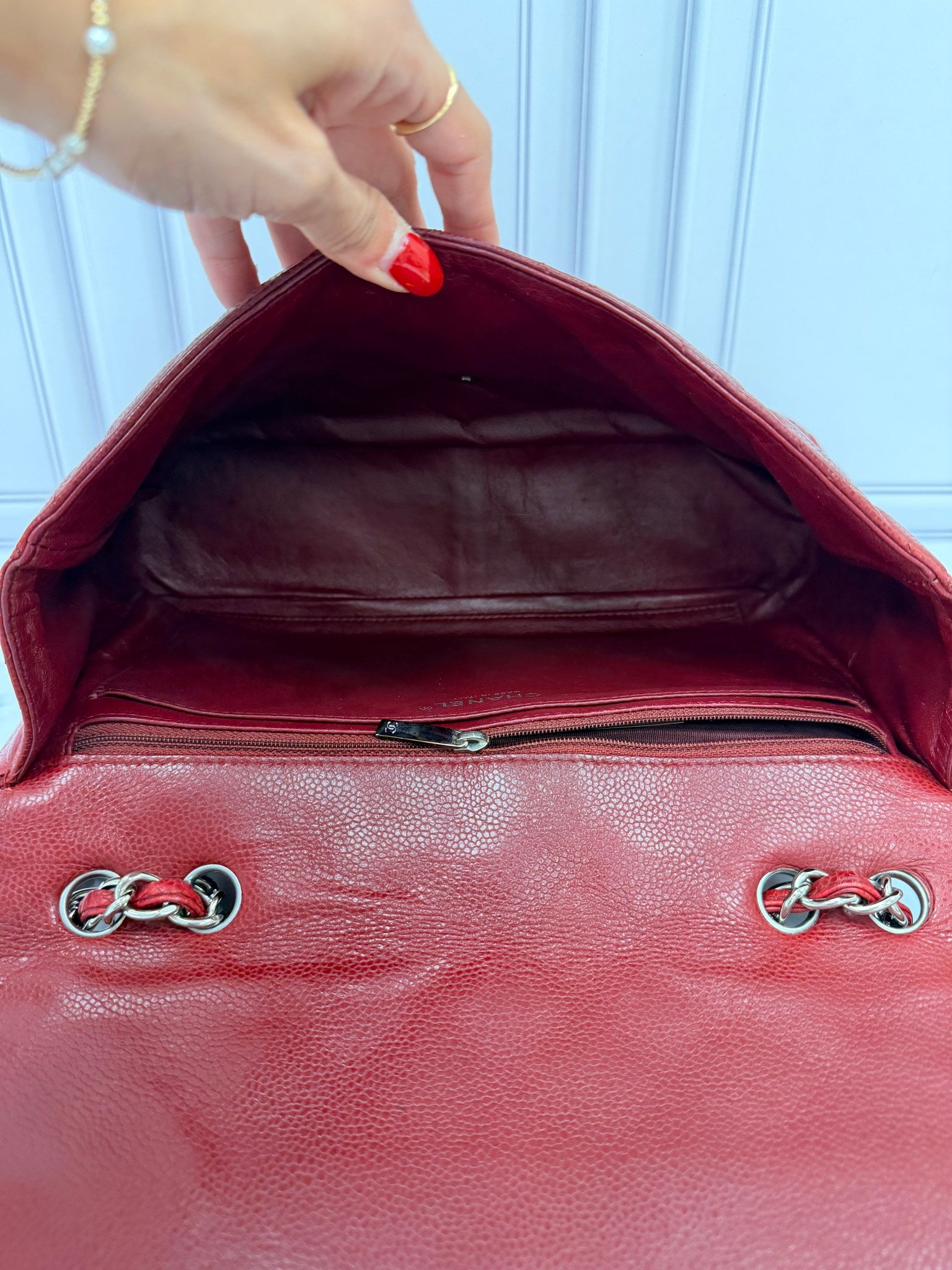 Chanel Burgundy Quilted Leather Classic Jumbo Flap Bag