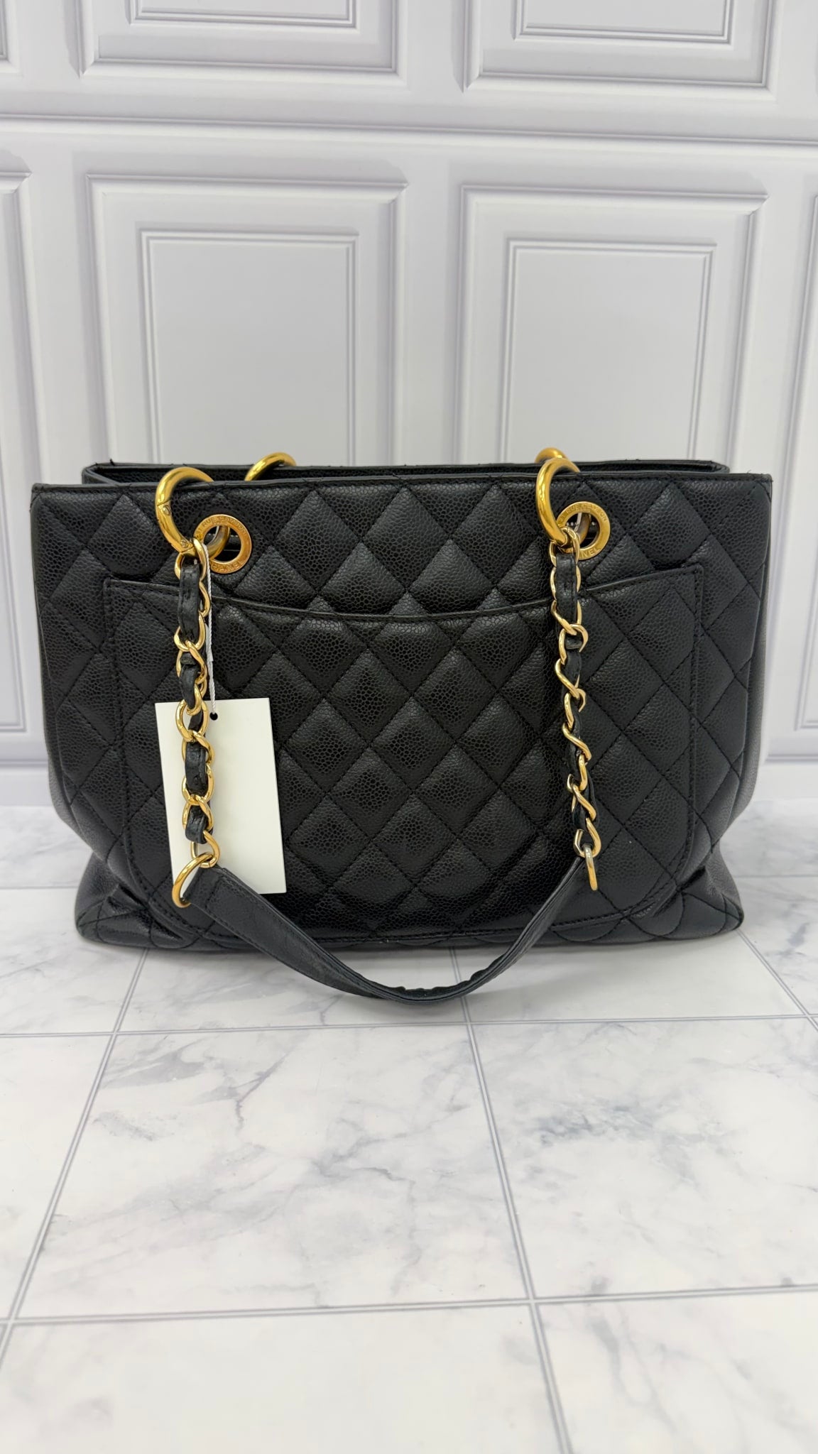 Chanel Black Caviar Leather Grand Shopping Tote 