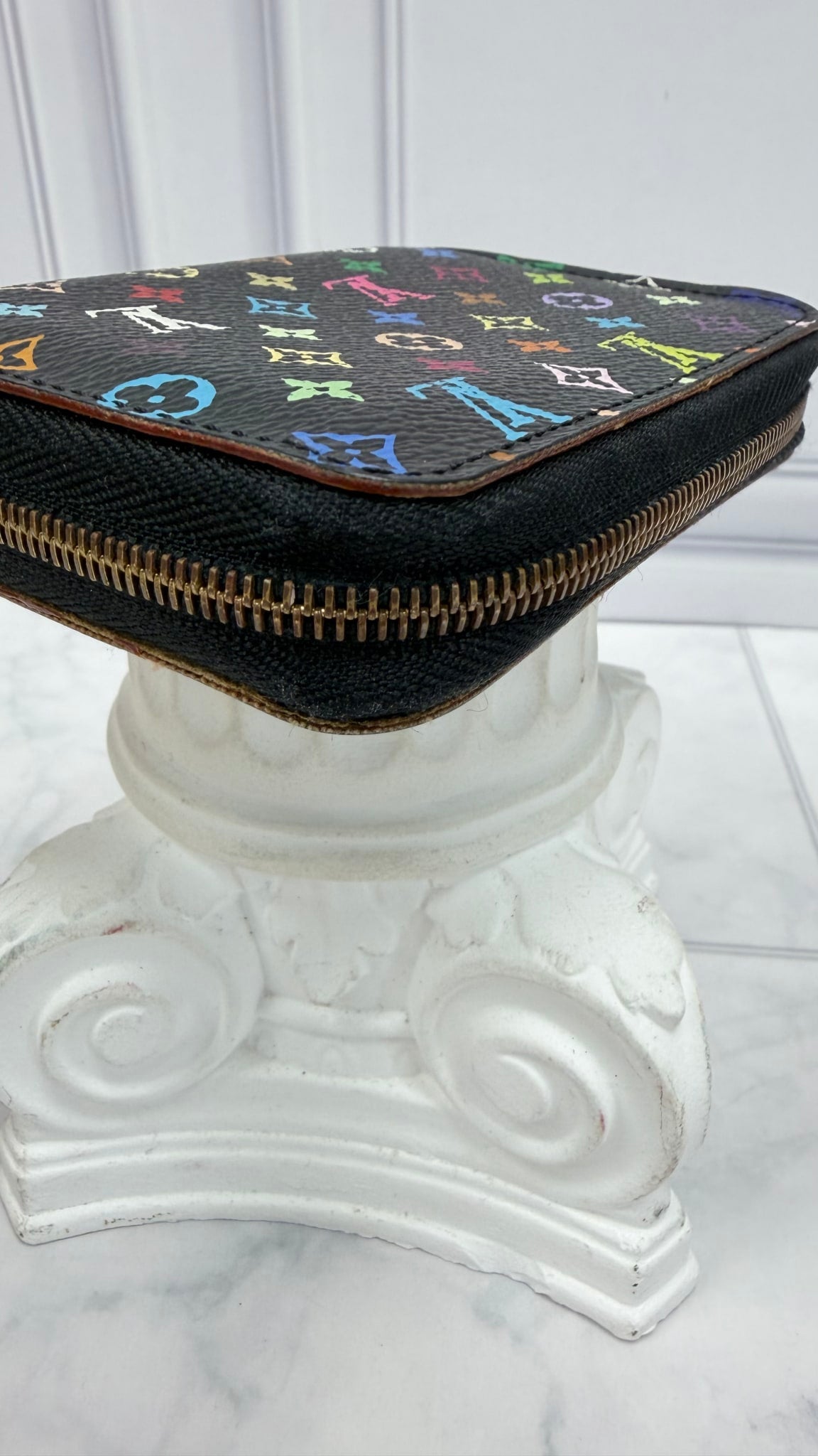 Louis Vuitton Black Multicolor Monogram & Purple Compact Zippy Wallet 