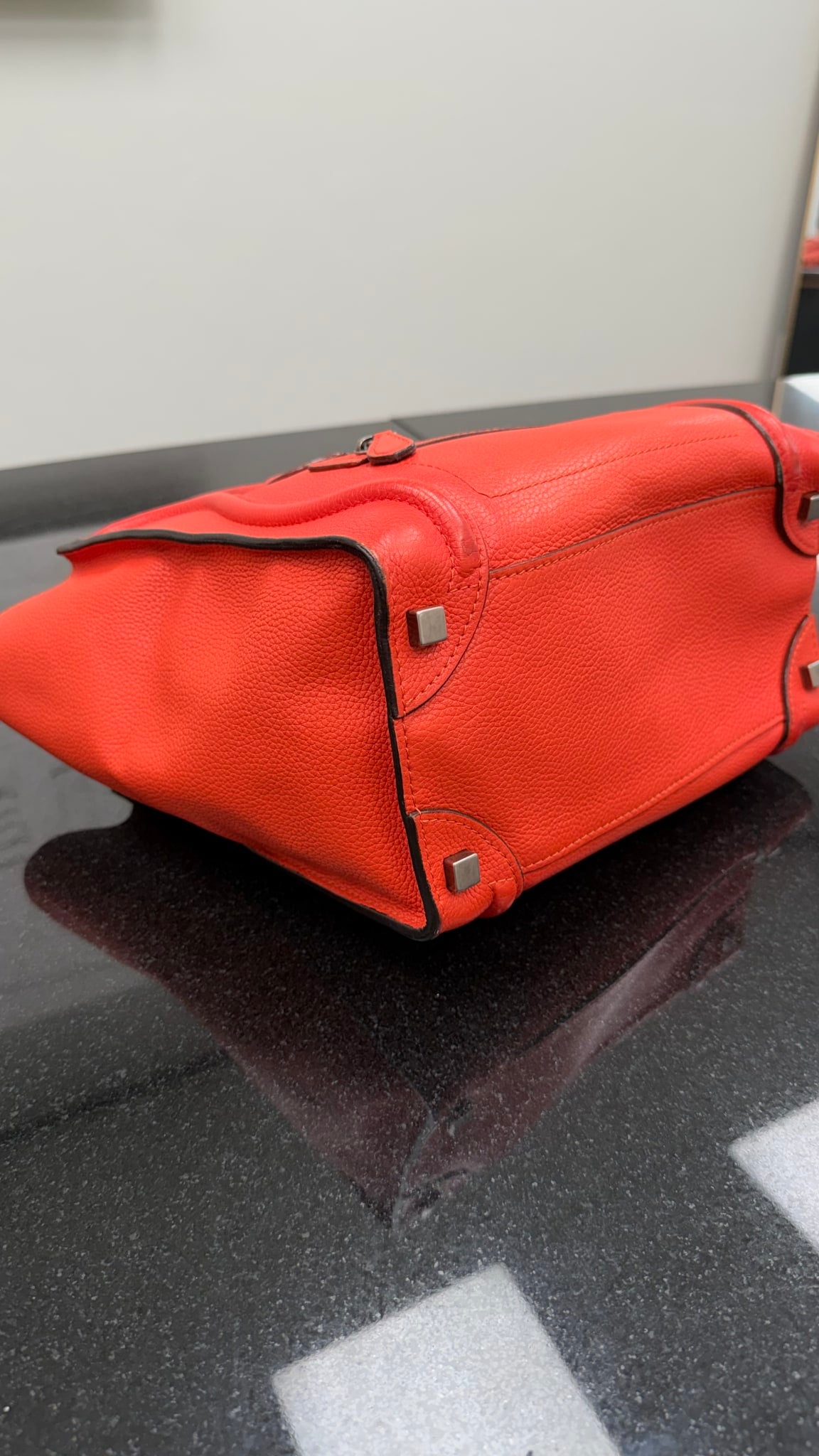 Celine Red Leather Micro Luggage Bag