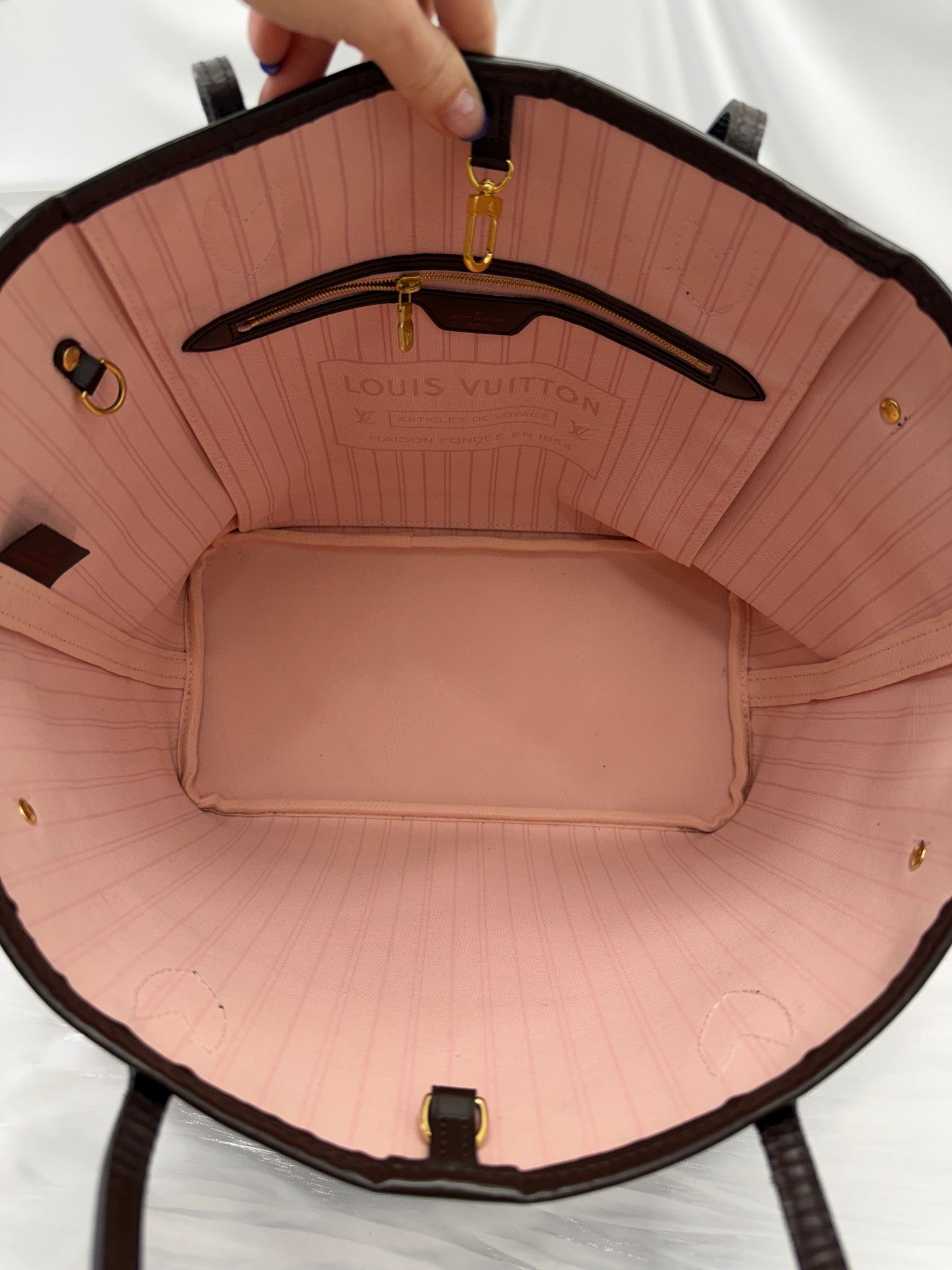 Louis Vuitton Damier Ebene & Pink Neverfull MM