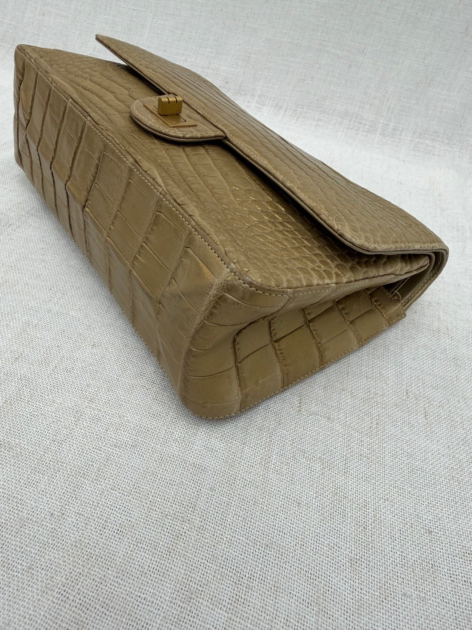 Chanel Metallic Gold Matte Crocodile 2.55 Reissue Double Flap Bag