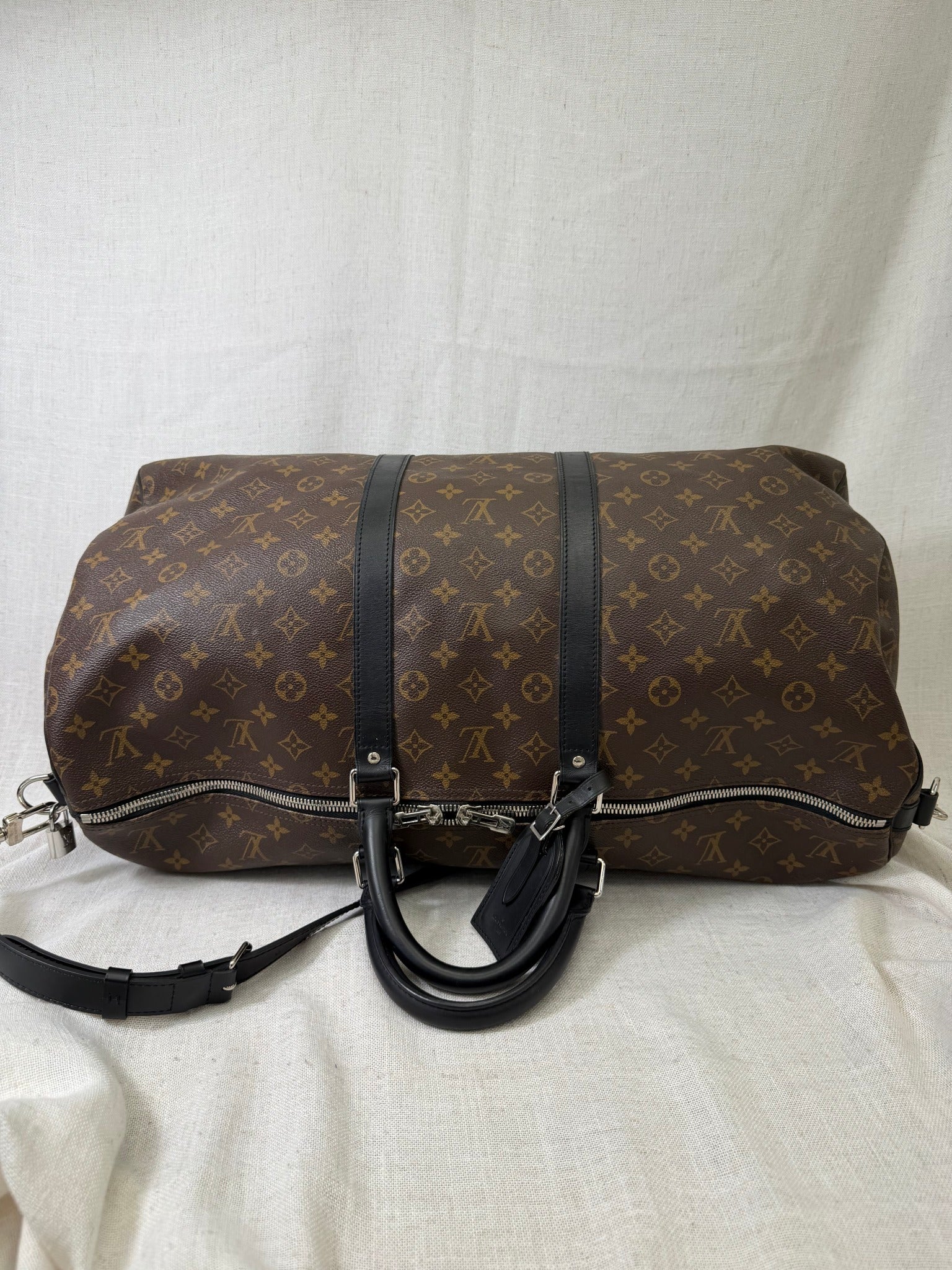 Louis Vuitton Monogram Macassar Keepall Bandouliere 55 Duffle Bag 