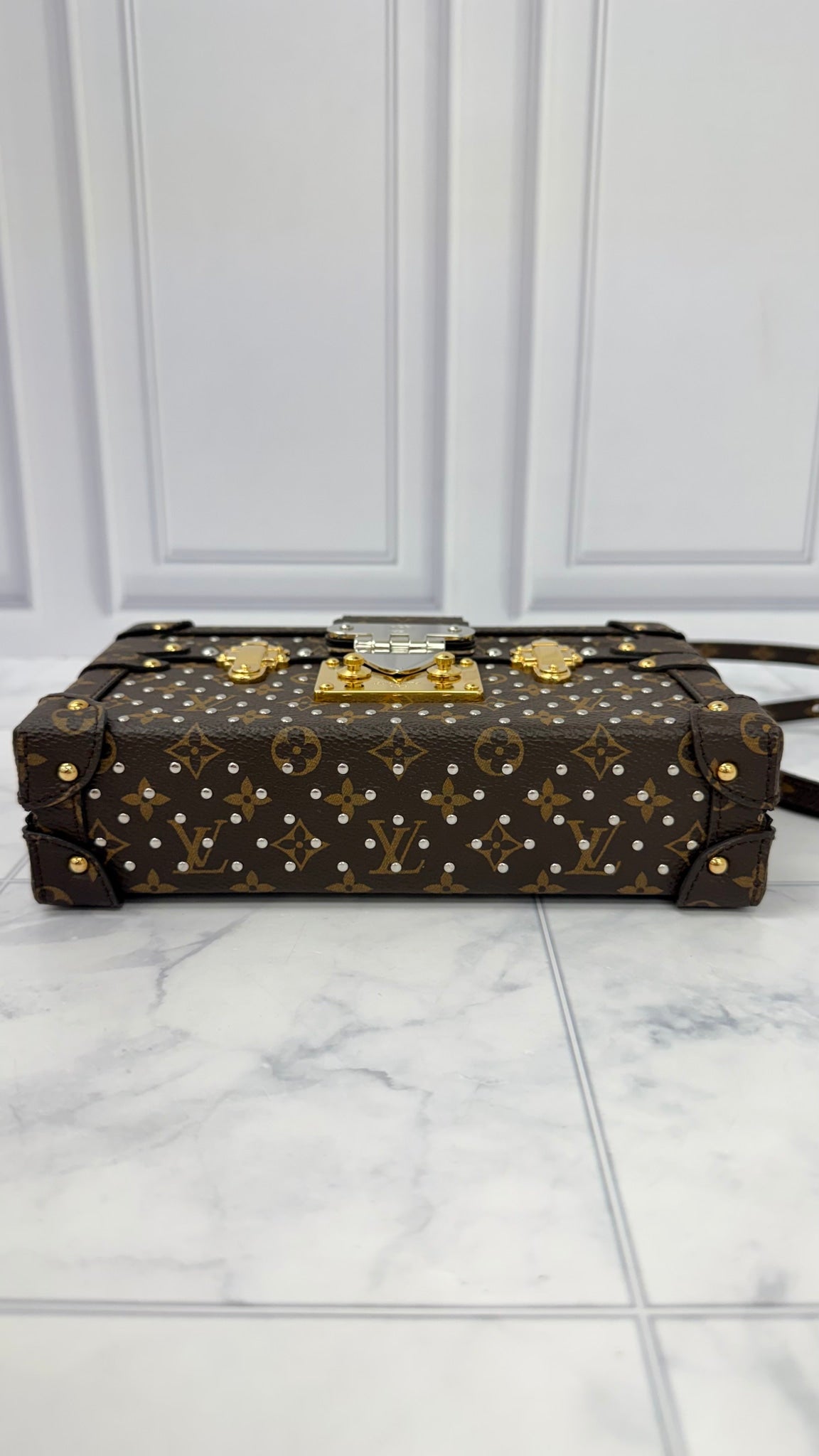 BRAND NEW - Louis Vuitton Monogram Studded Petite Malle Crossbody Bag 