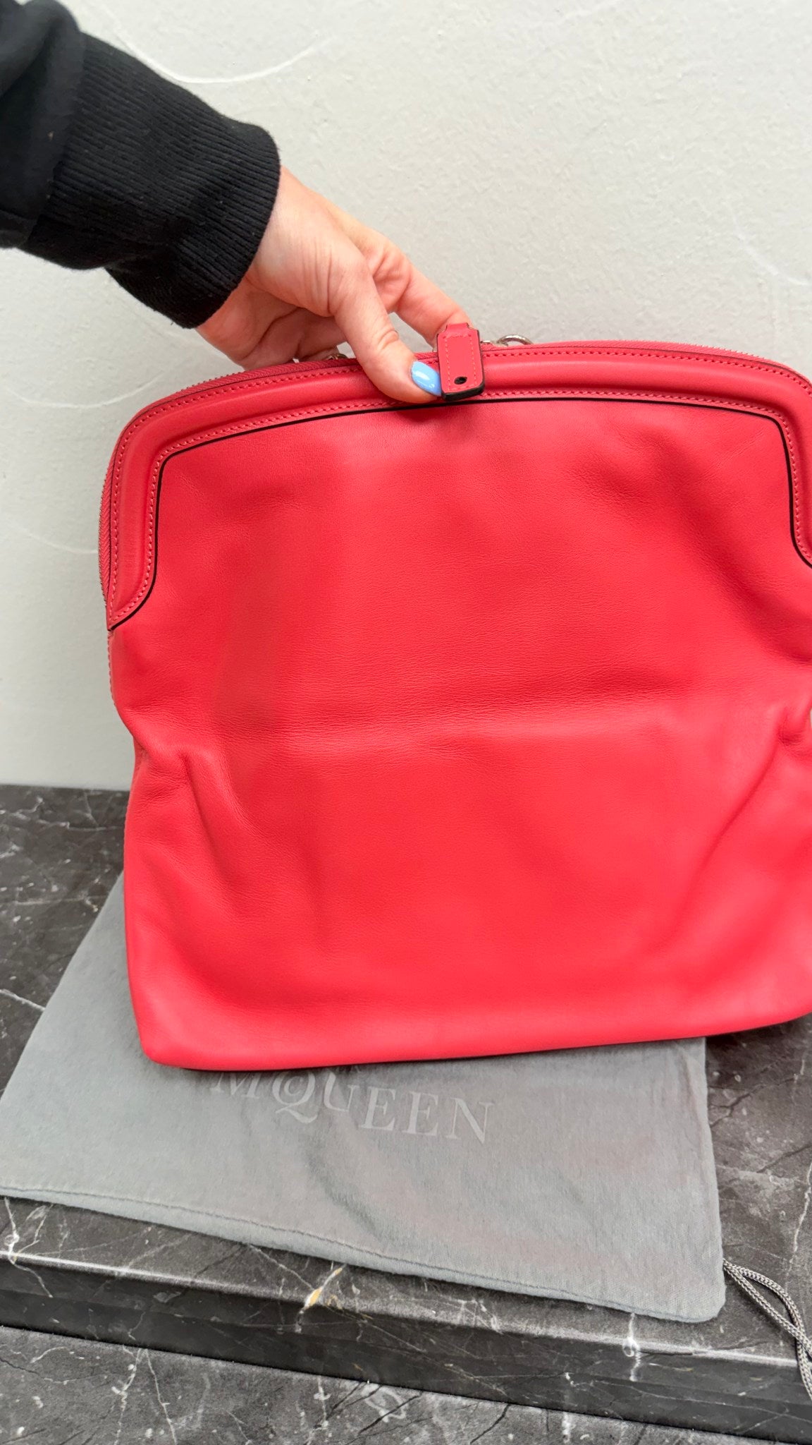 Alexander McQueen Coral Pink Leather Fold Over Clutch