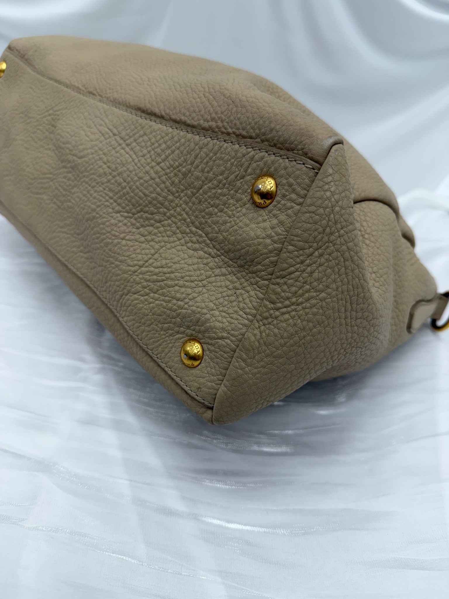 Prada Tan Leather Shoulder Tote