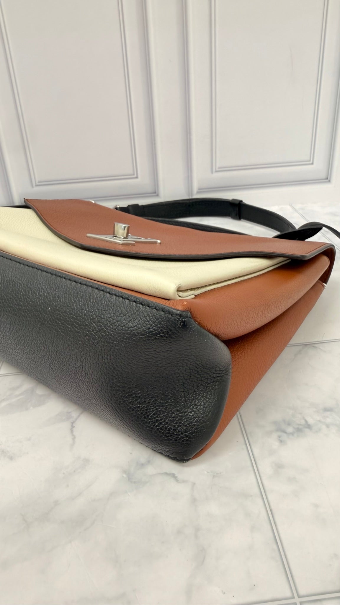 Louis Vuitton Brown And Beige Taurillon Leather My Lock Me 2Way Handbag 