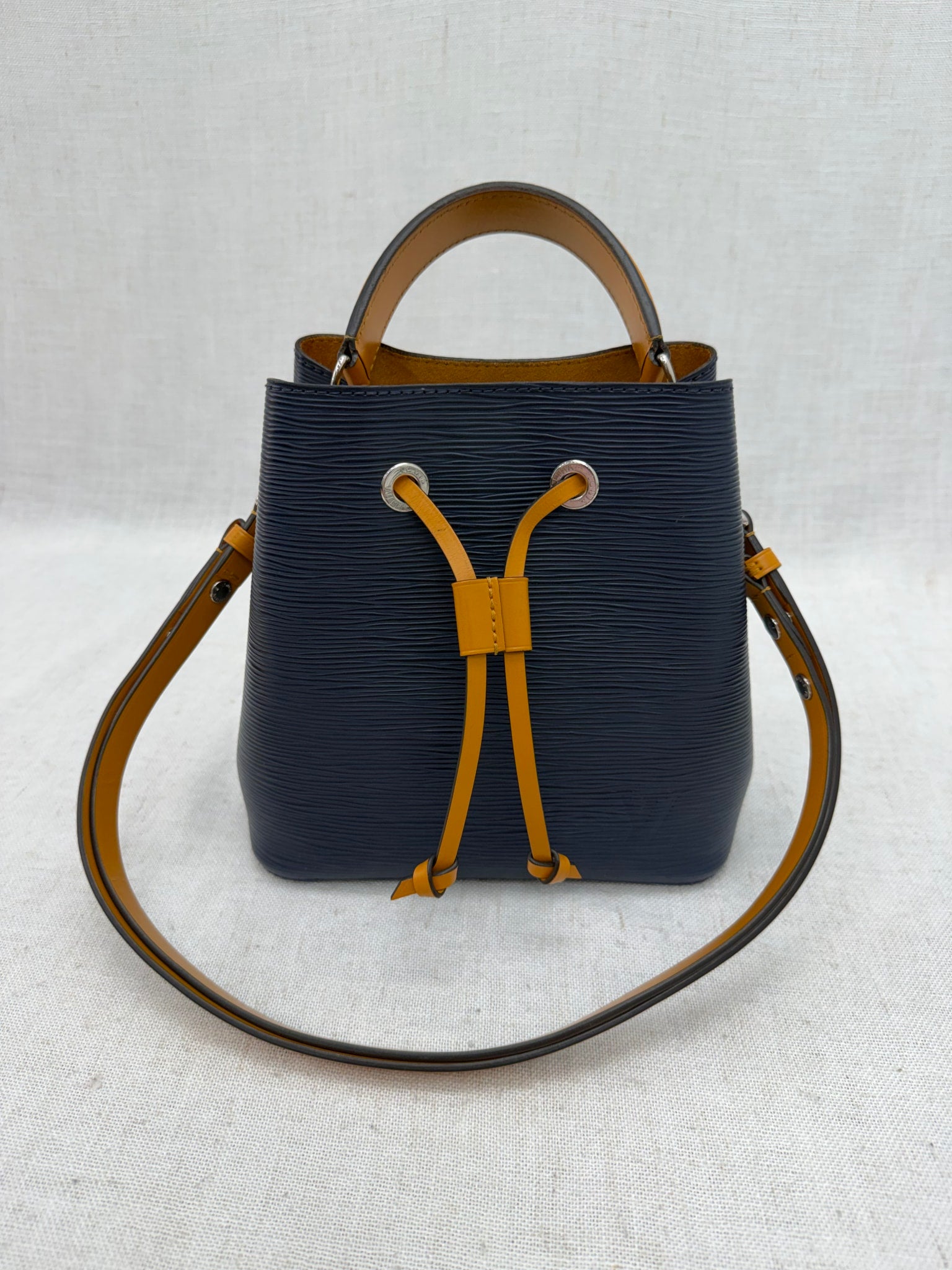 Louis Vuitton Navy & Mustard Epi Leather Neonoe BB Bucket Bag