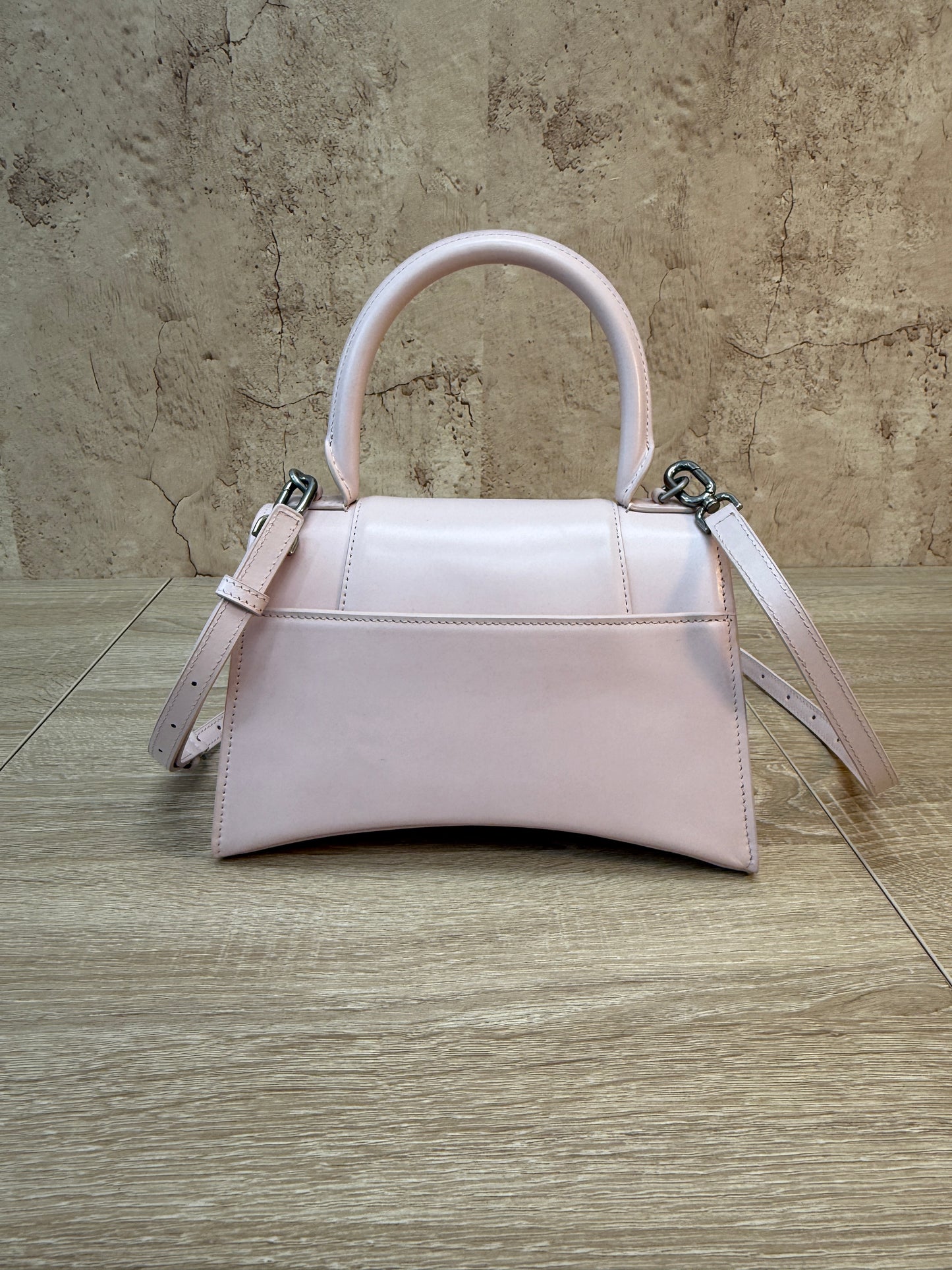 Balenciaga Pink Calfskin Small Hourglass Top Handle Bag