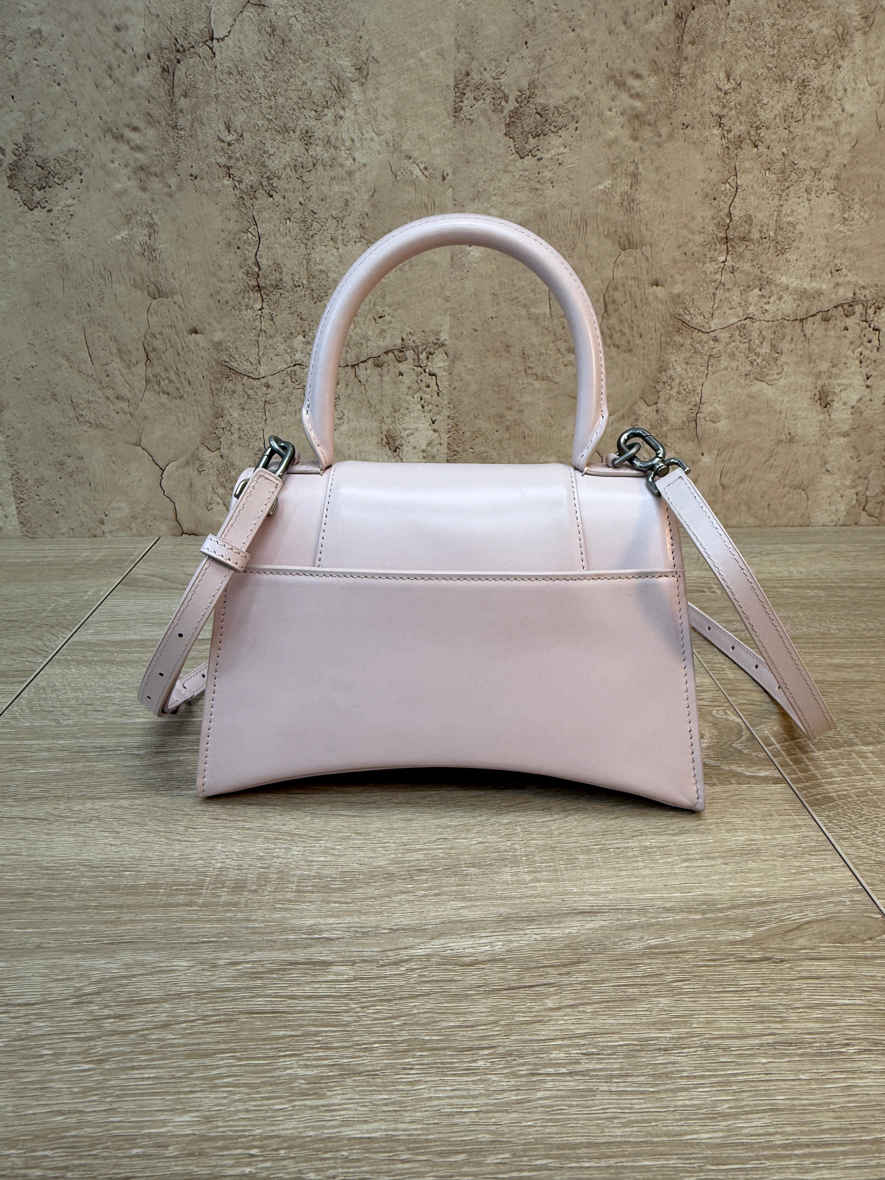 Balenciaga Pink Calfskin Small Hourglass Top Handle Bag