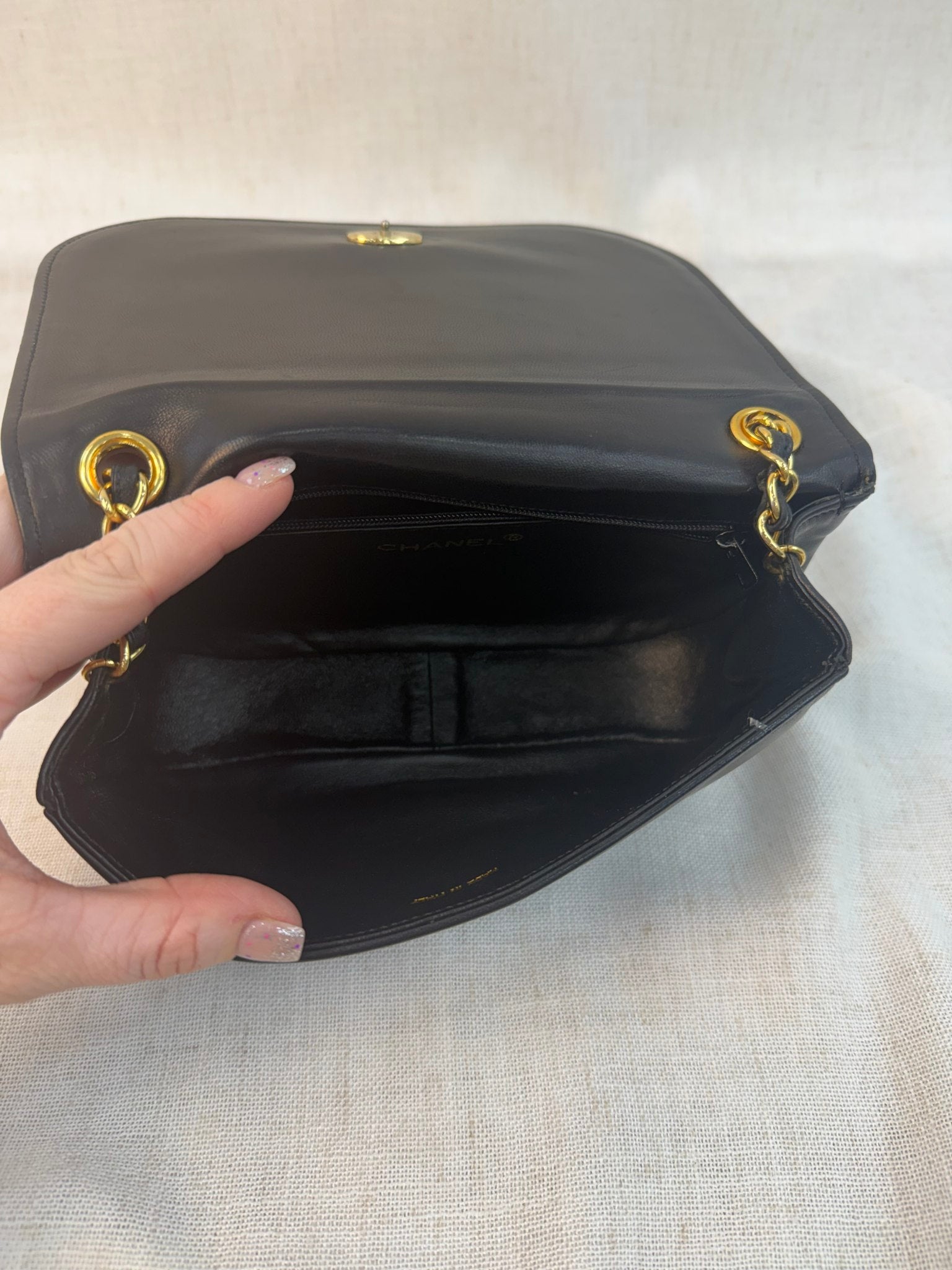 Chanel Black Lambskin Timeless CC Flap Bag