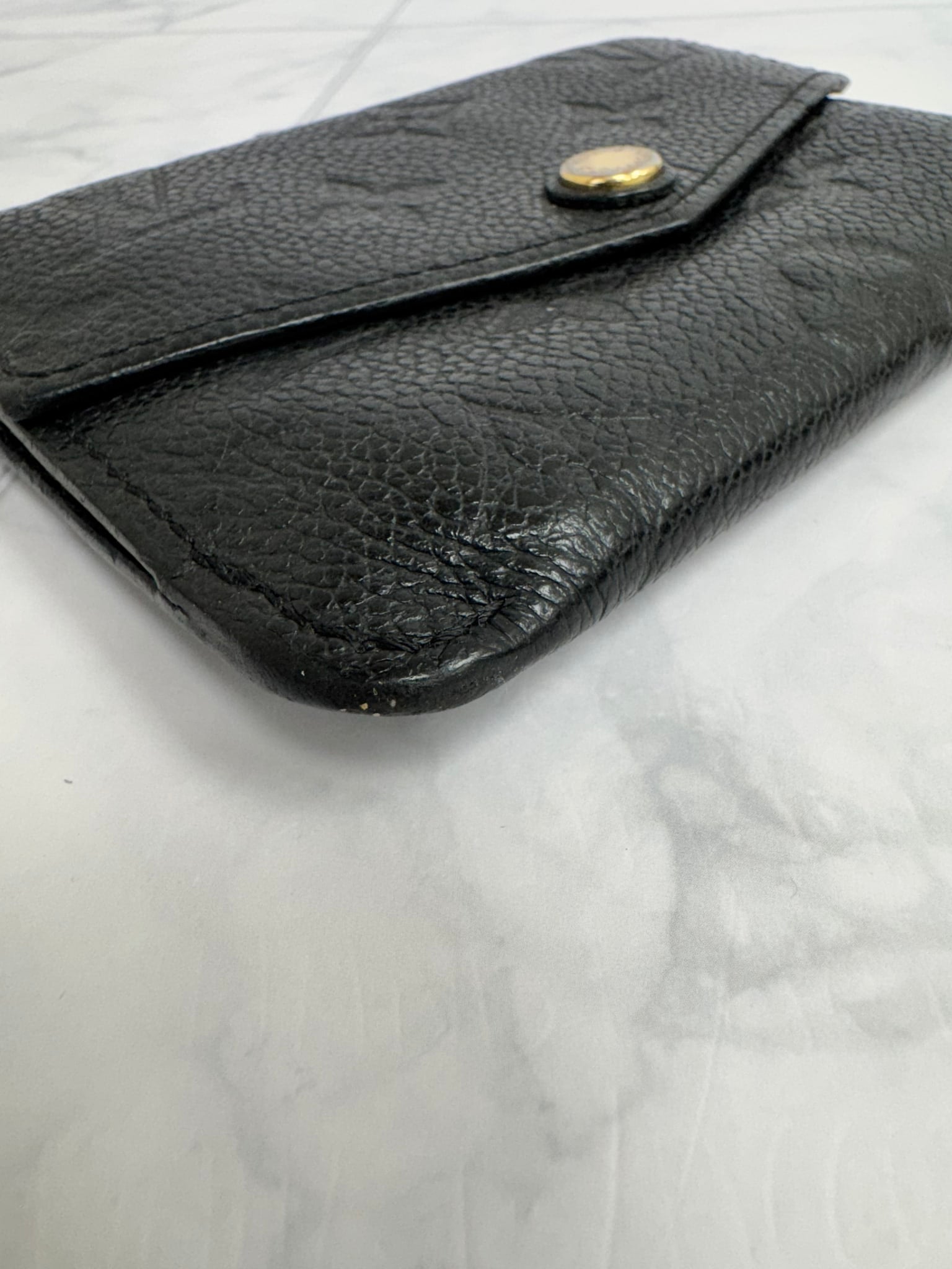 Louis Vuitton Black Empriente Monogram Grained Leather Key Cles