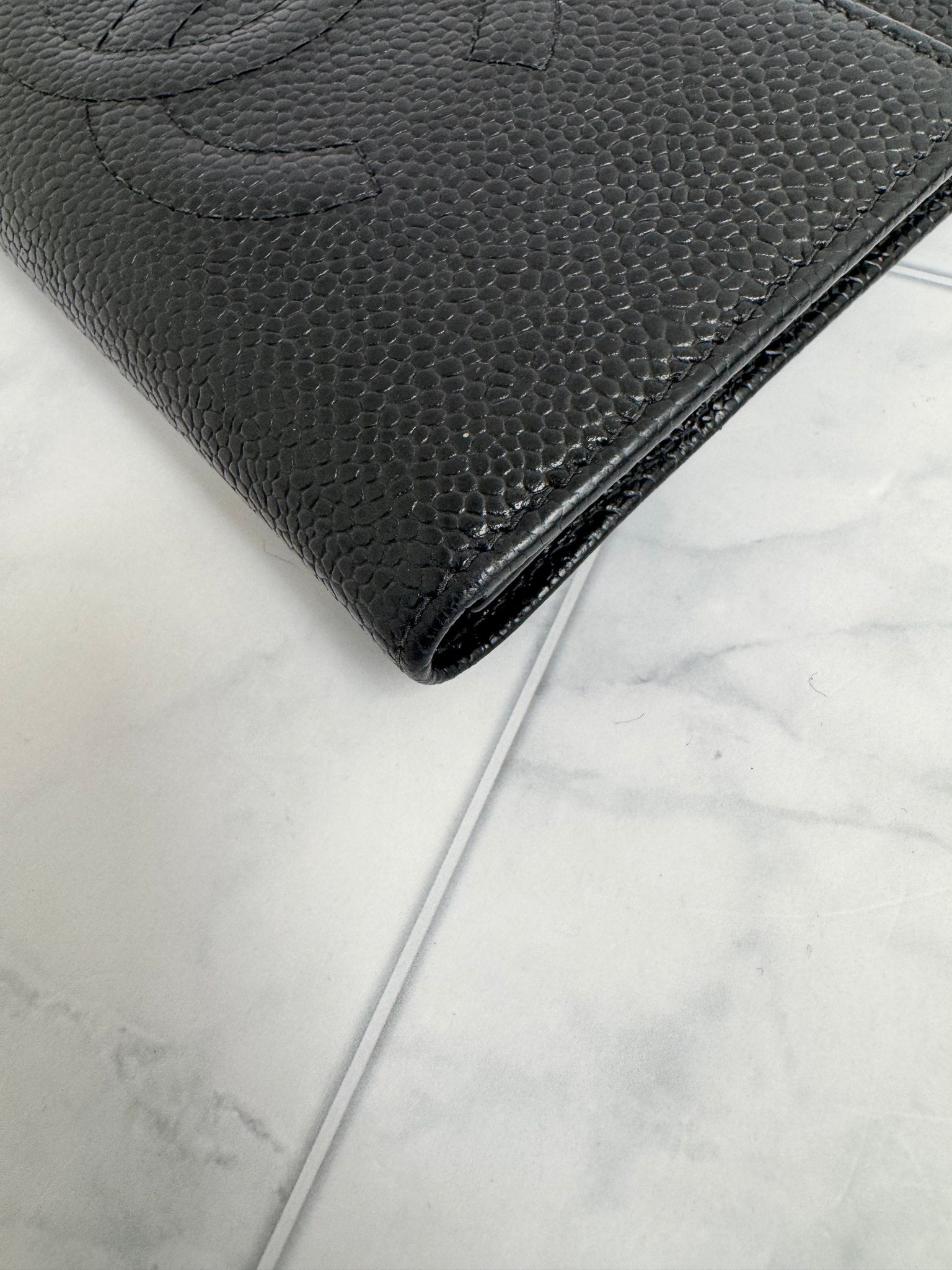 Chanel Black Caviar Leather CC Trifold Compact Wallet