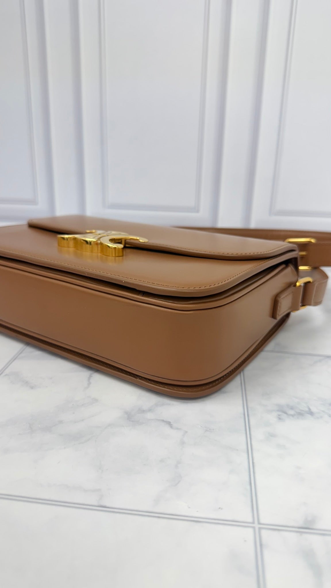 LIKE NEW - Celine Brown Leather Classique Triomphe Crossbody Bag 