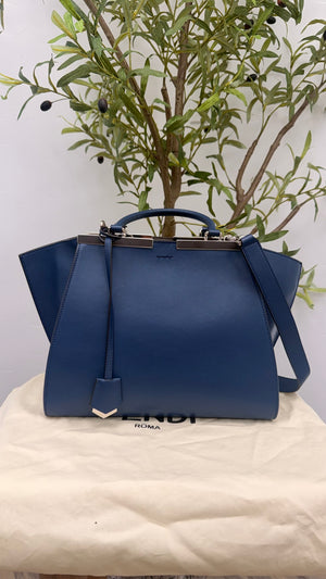 Fendi Blue Leather 3 Jours Medium Handbag