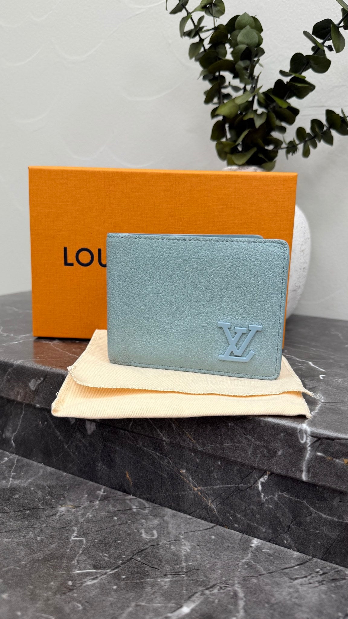 Louis Vuitton Blue Leather Aerogram Bifold