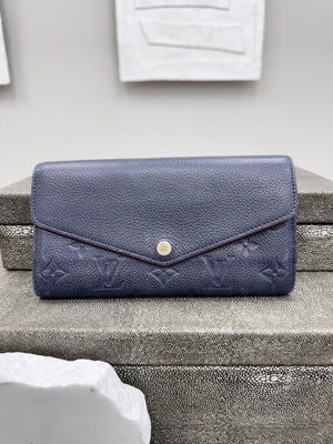 Louis Vuitton Navy Blue Monogram Empreinte Leather Sarah Wallet
