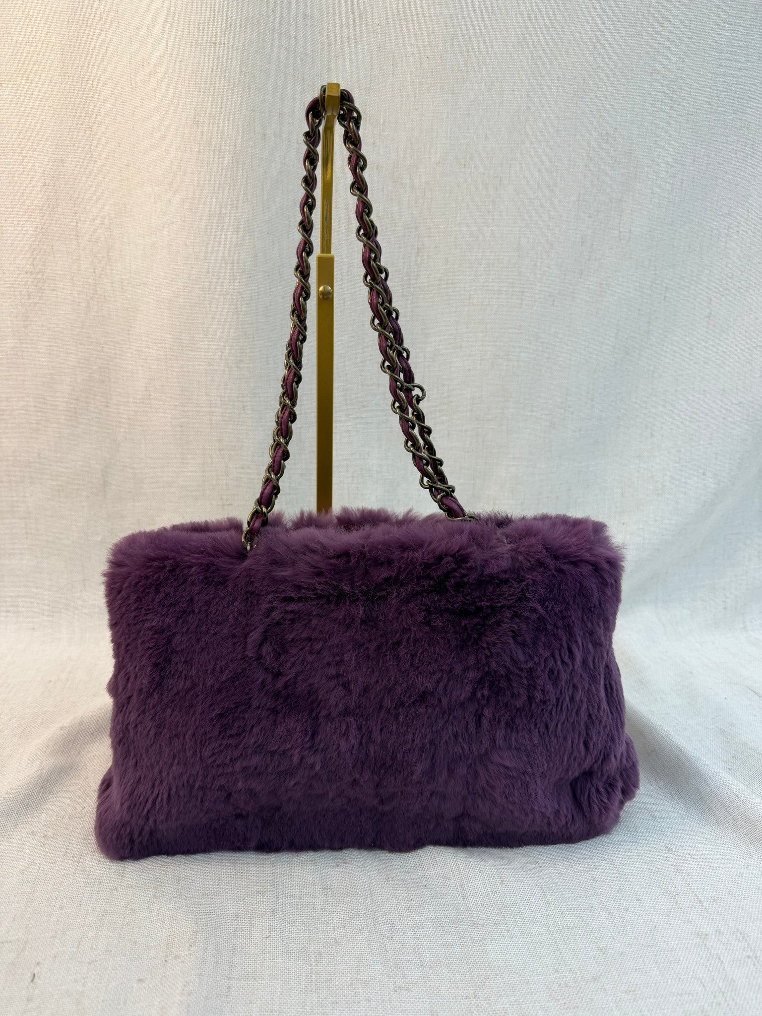Chanel Purple Rabbit Fur Mademoiselle Shoulder Bag