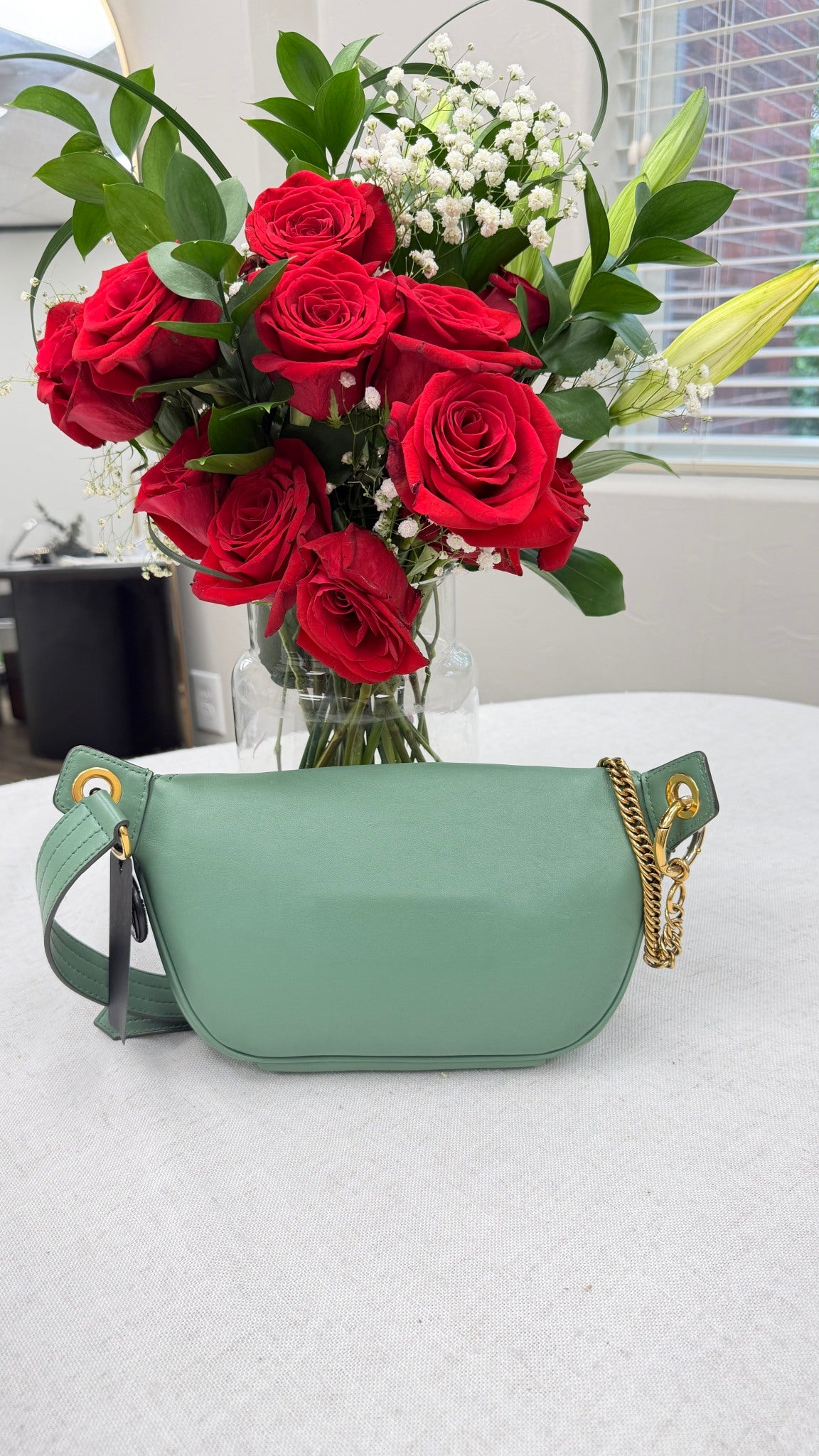 Givenchy Sage Green Leather Whip Belt Bag 