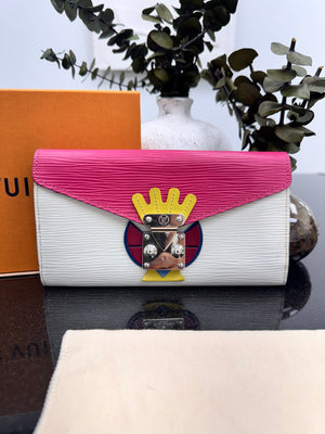 Louis Vuitton Pink And White Epi Tribal Mask Sarah Wallet