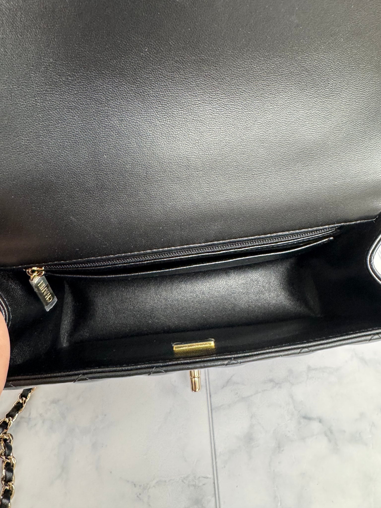 Chanel Black Quilted Leather Mini Flap 2 Way Bag