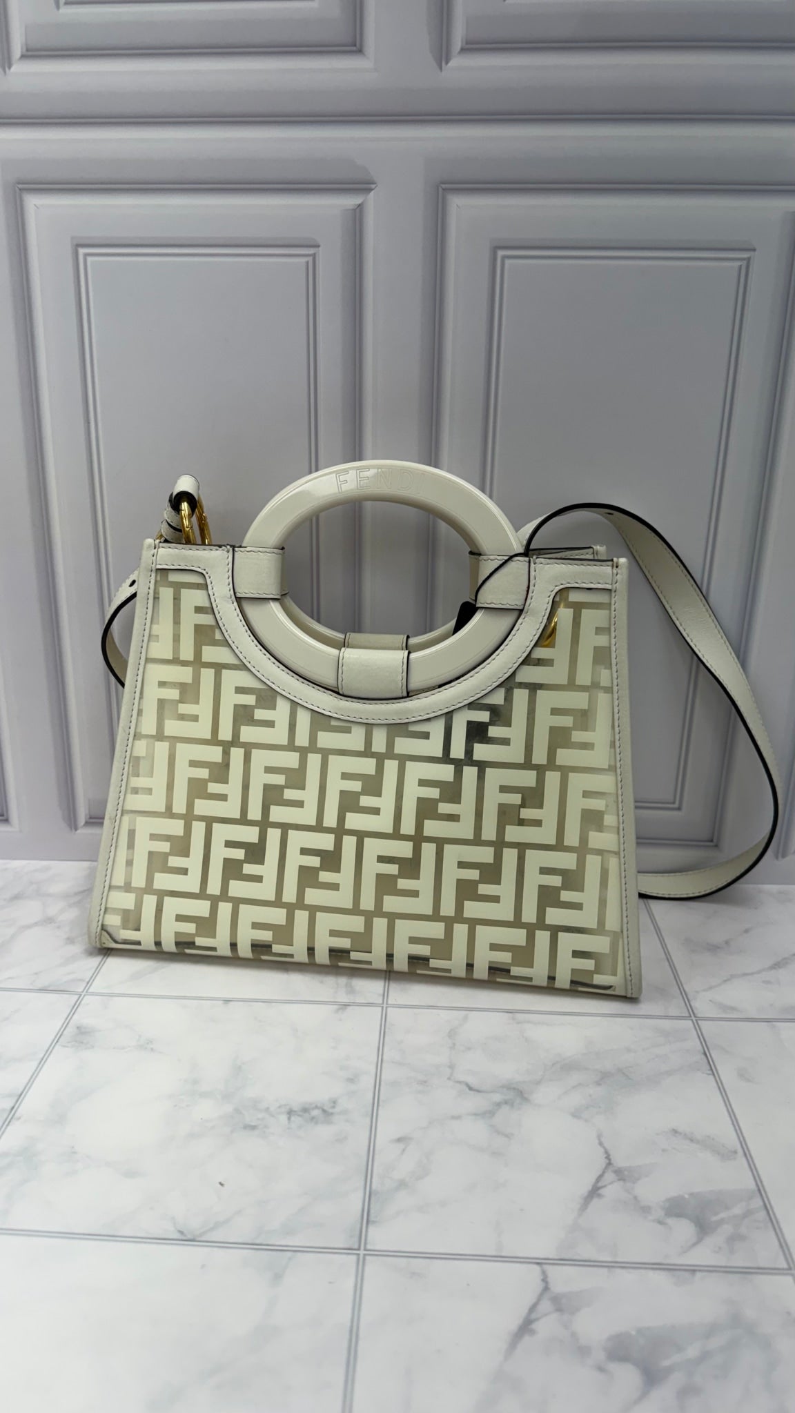 Fendi White & Clear Zucca FF PVC Runway Bag