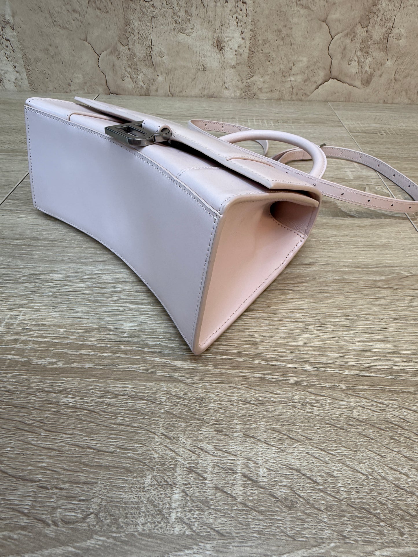 Balenciaga Pink Calfskin Small Hourglass Top Handle Bag