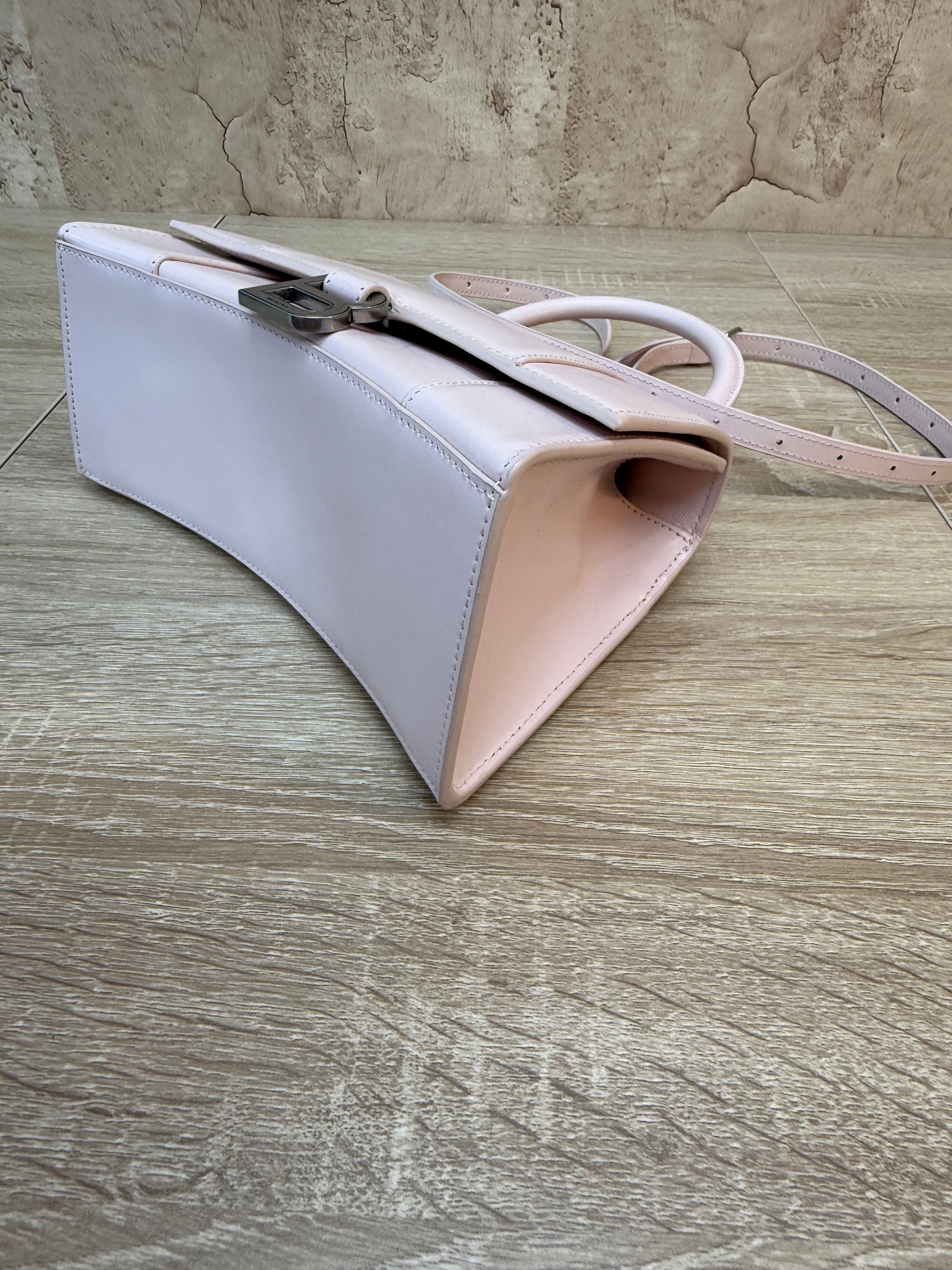 Balenciaga Pink Calfskin Small Hourglass Top Handle Bag