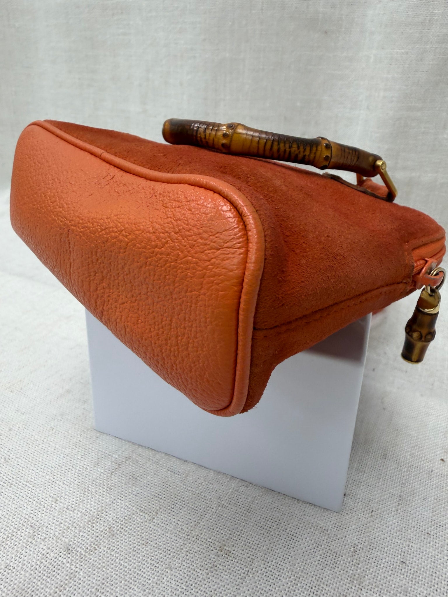 Gucci Orange Suede Bamboo Mini Dome 2way Bag