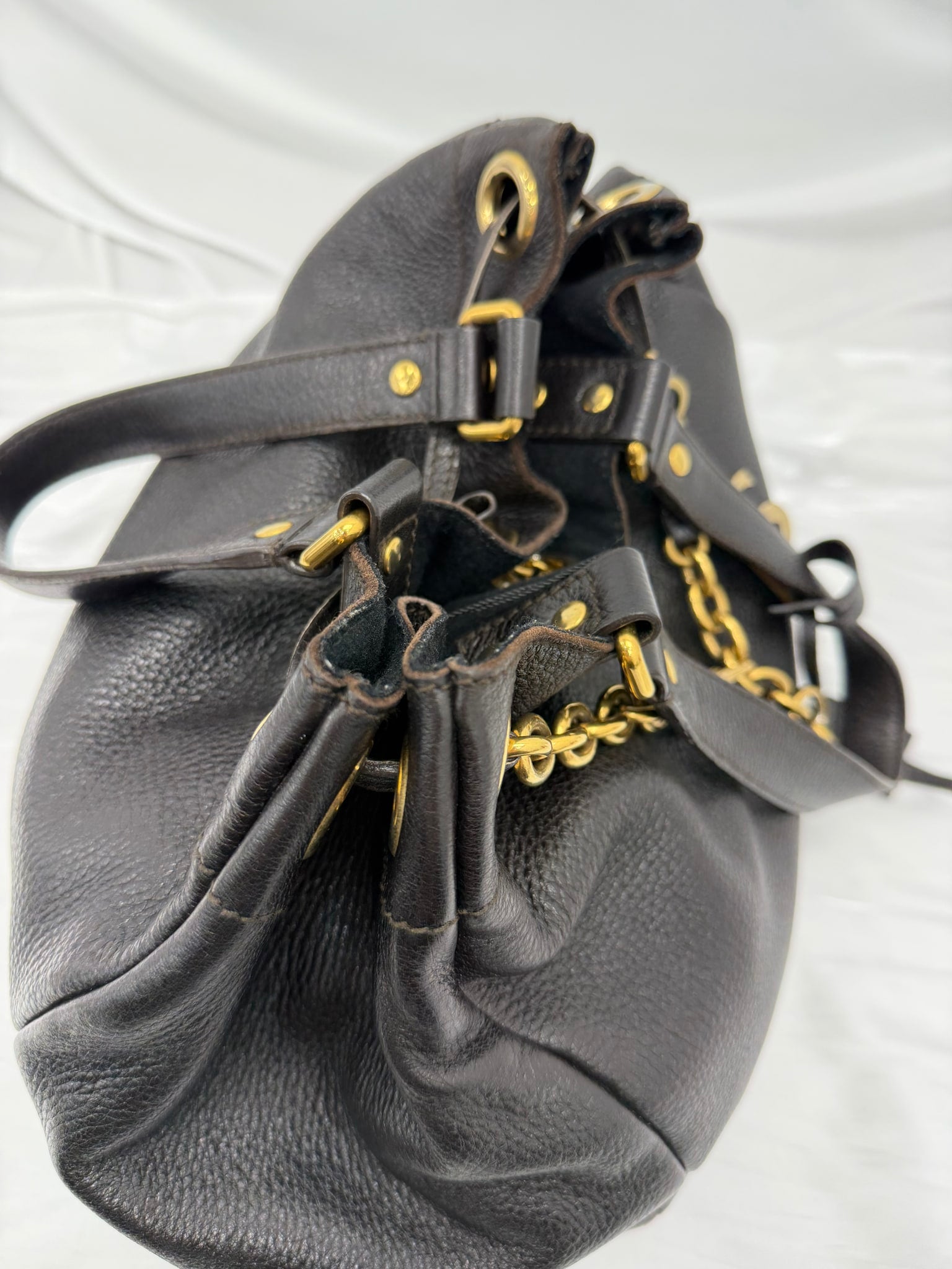 Saint Laurent YSL Brown Leather Hobo Bag