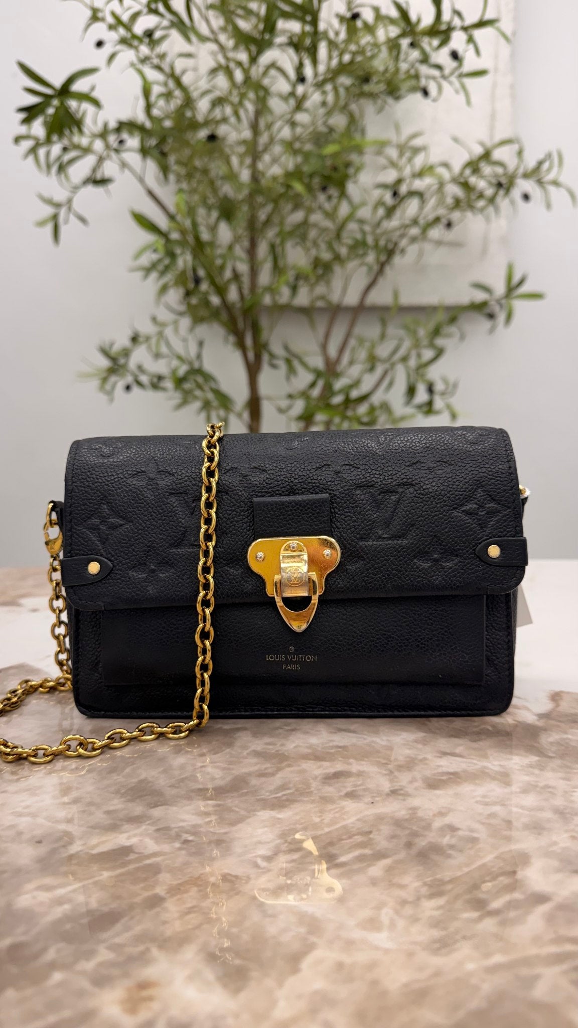 Louis Vuitton Black Monogram Empreinte Leather Vavin Chain Crossbody