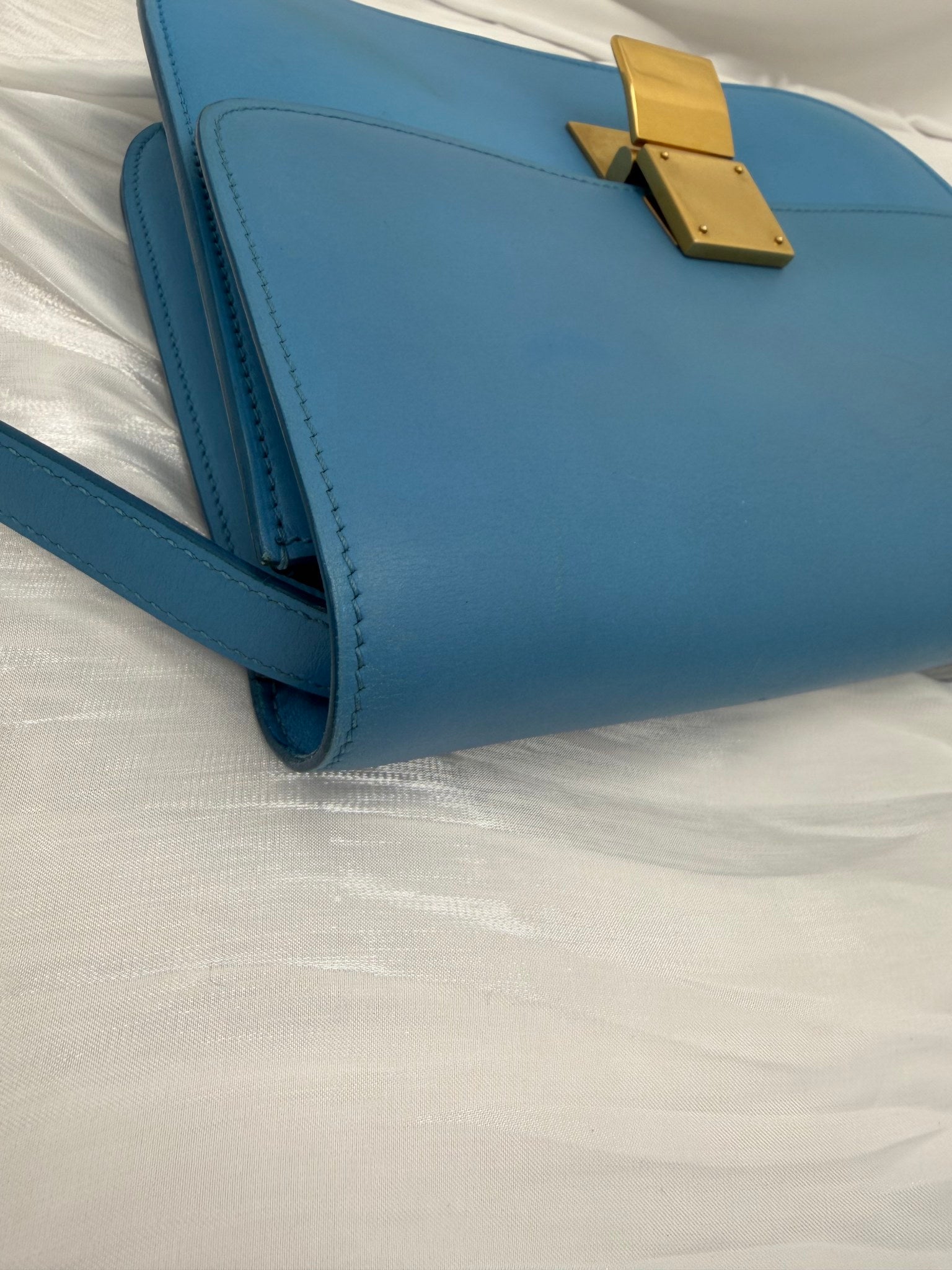 Celine Blue Leather Classic Box Bag