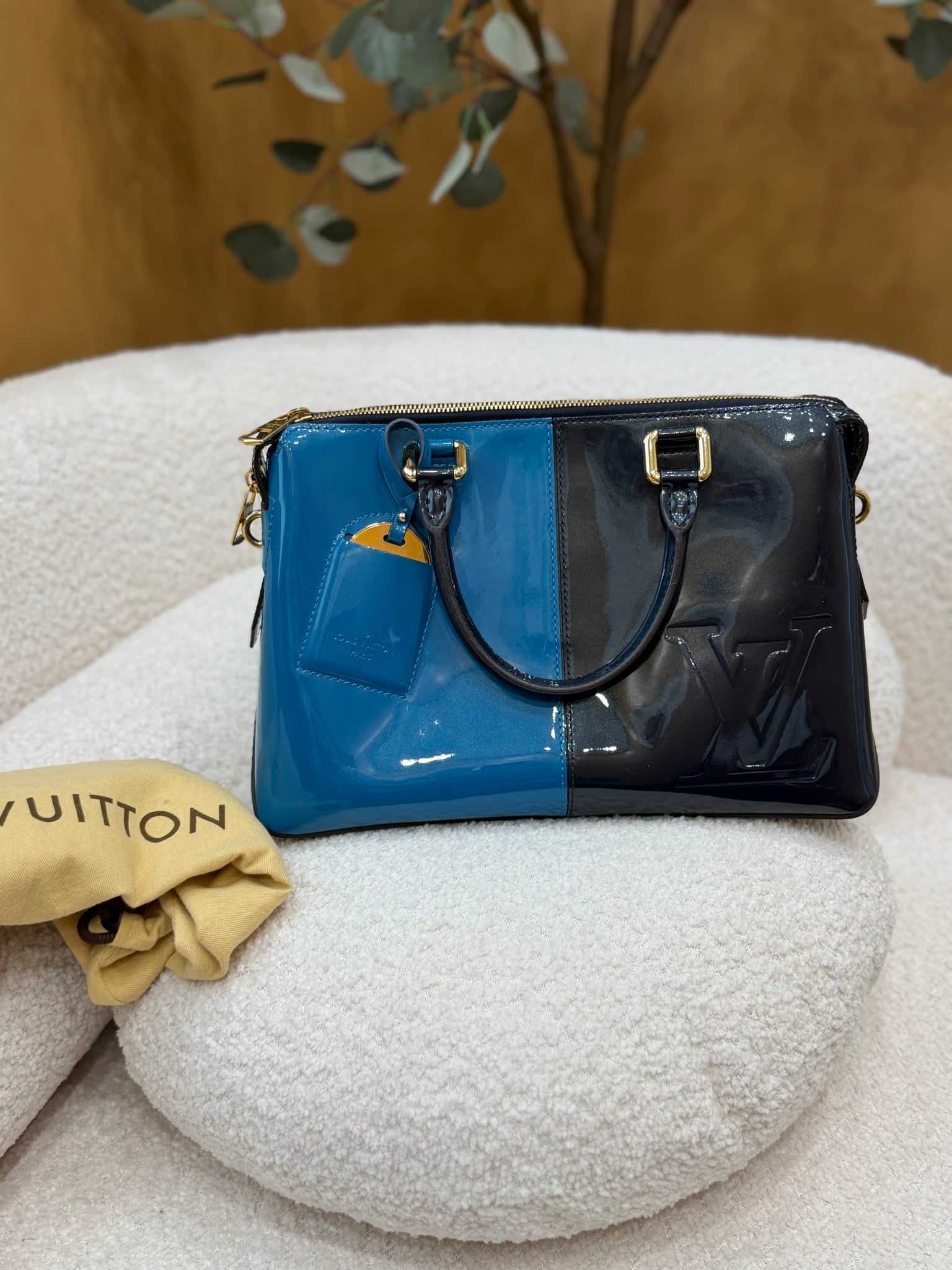Louis Vuitton Blue Two Tone Vernis Leather Mirror Bag