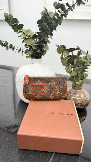 Louis Vuitton Orange Monogram Perforated Key Cles