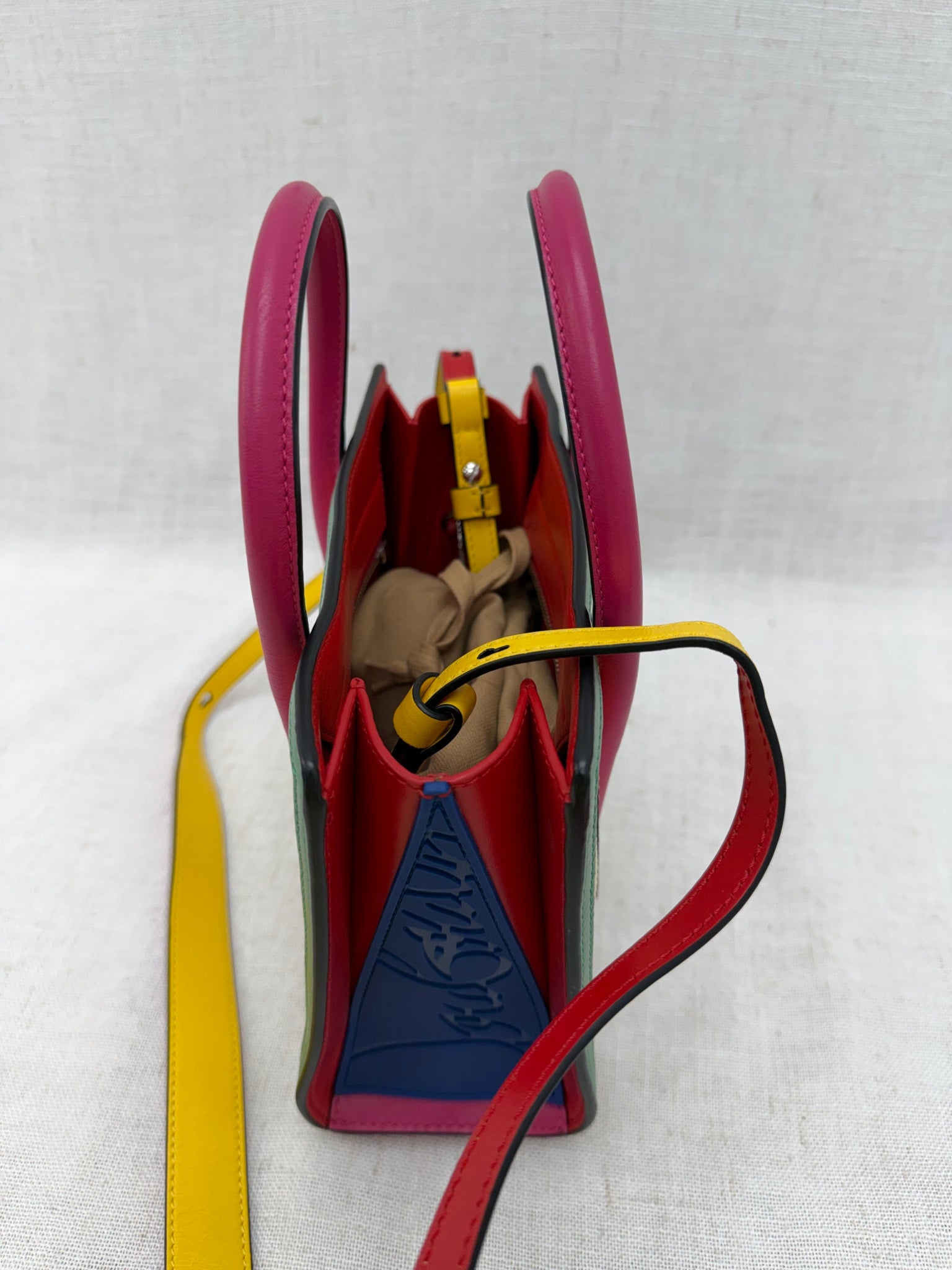 Christian Louboutin Multicolor Raffia Paloma S Mini Tote Bag