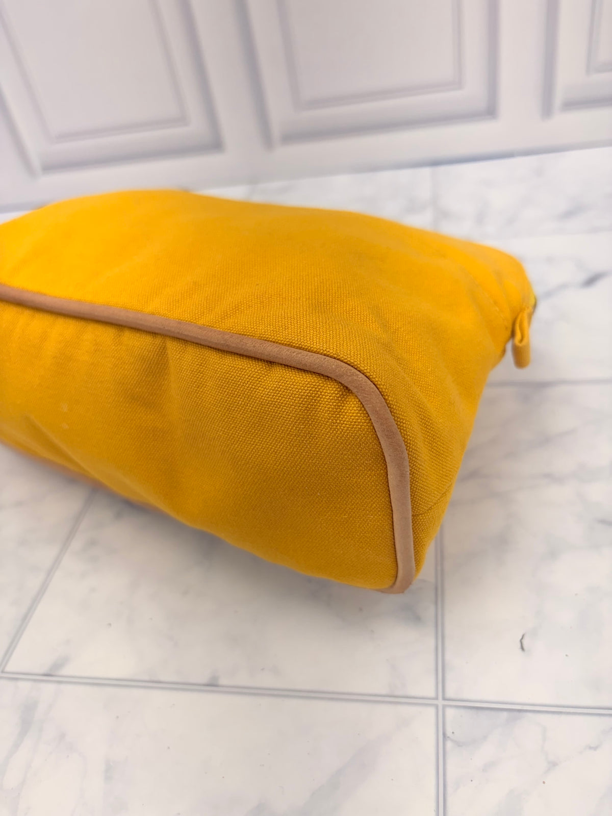 Hermes Yellow Canvas Bolide Pouch 30