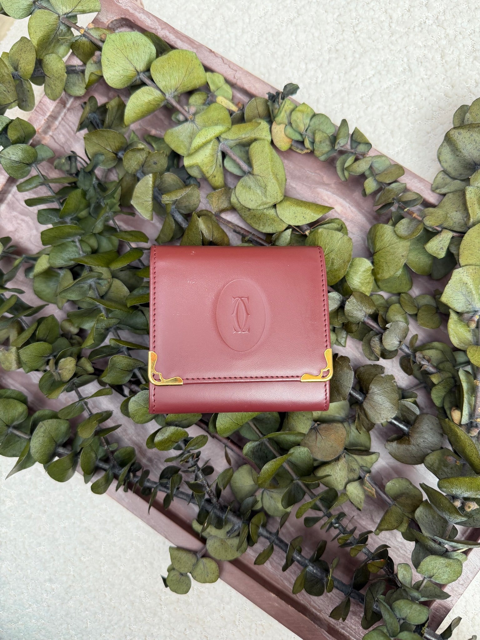 Cartier Bordeaux Leather Must Line Coin Case