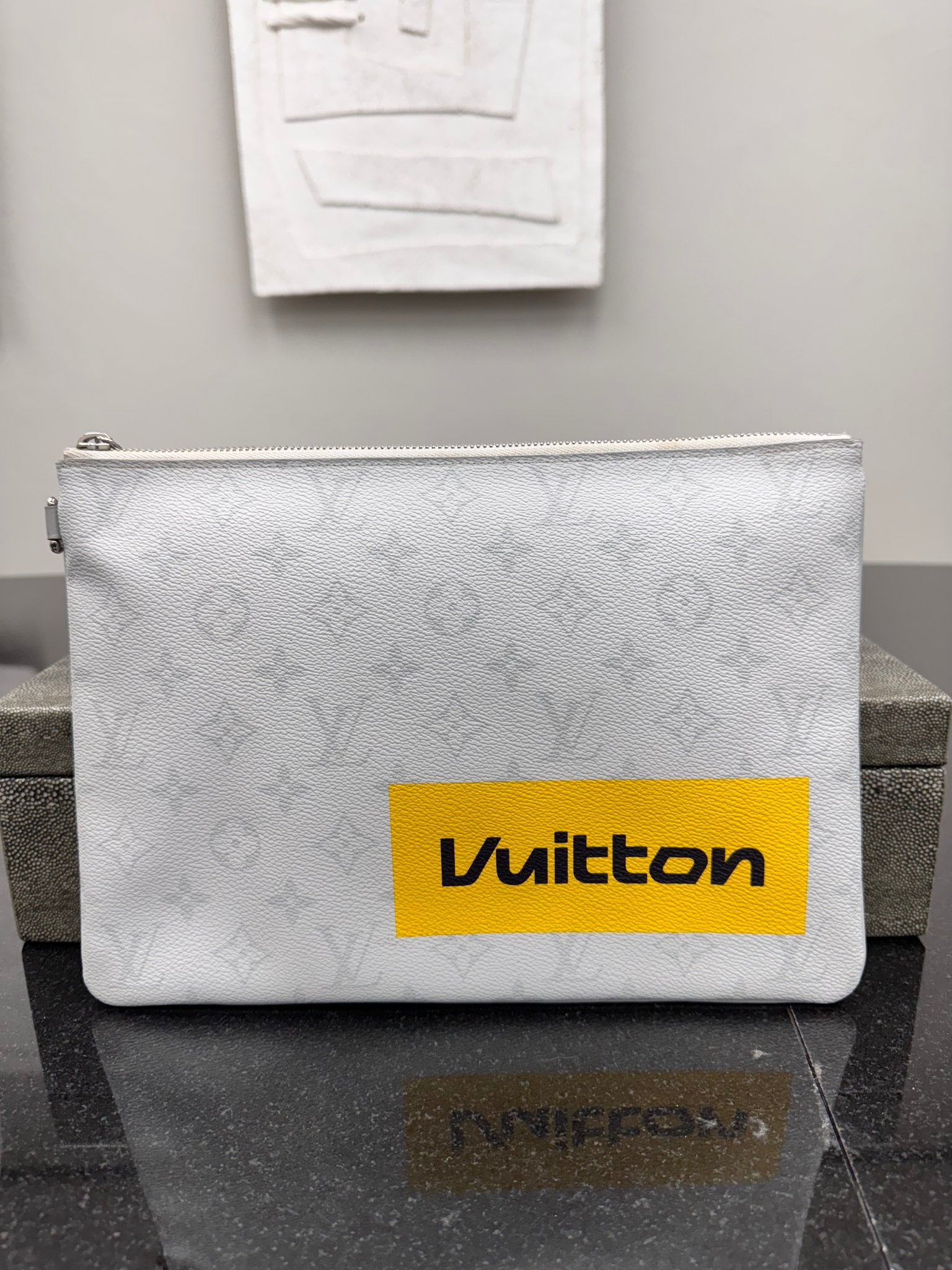 Louis Vuitton White Antarctica Monogram Pouch GM
