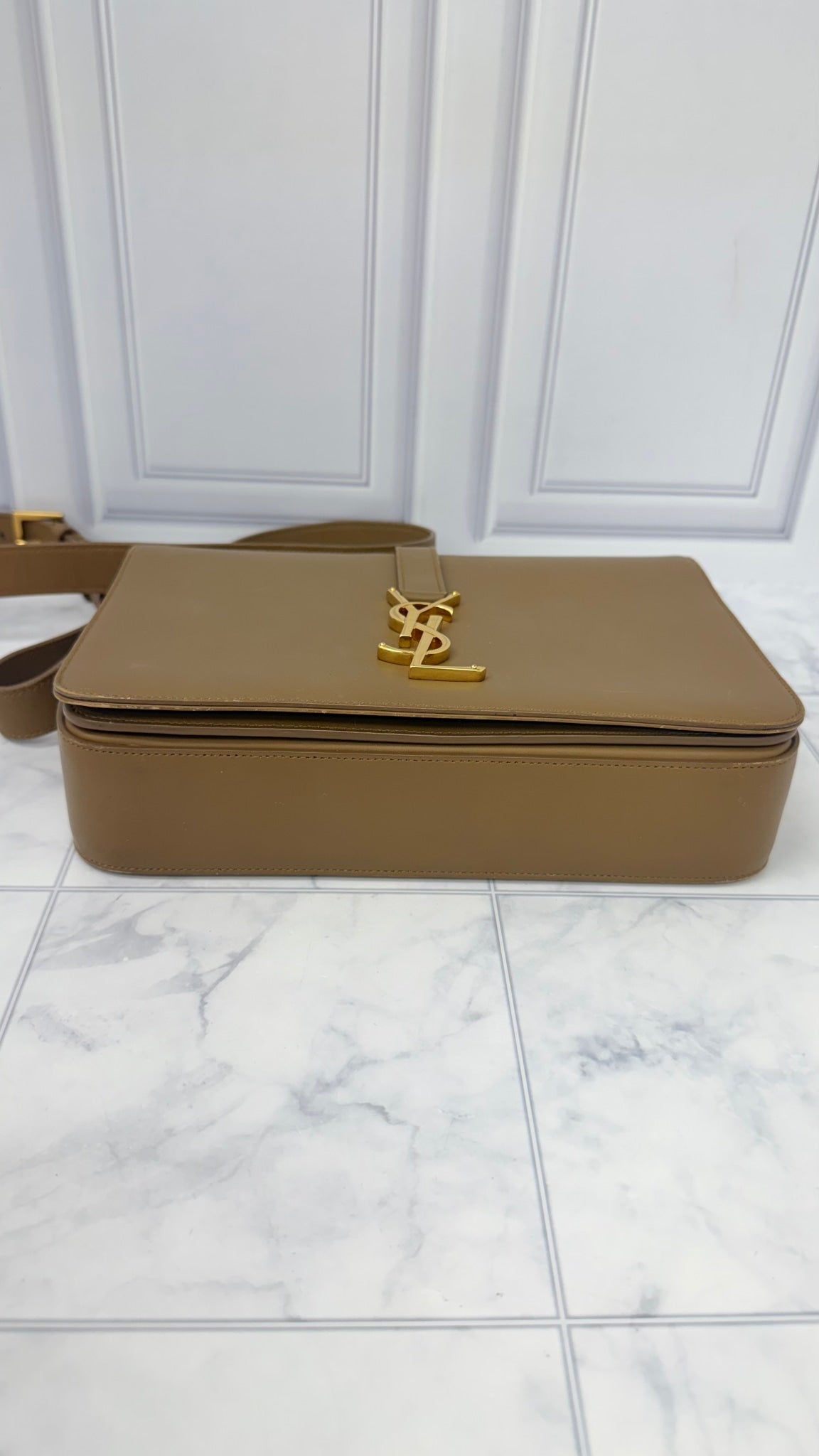 Saint Laurent YSL Brown Leather University Flap Crossbody Bag 