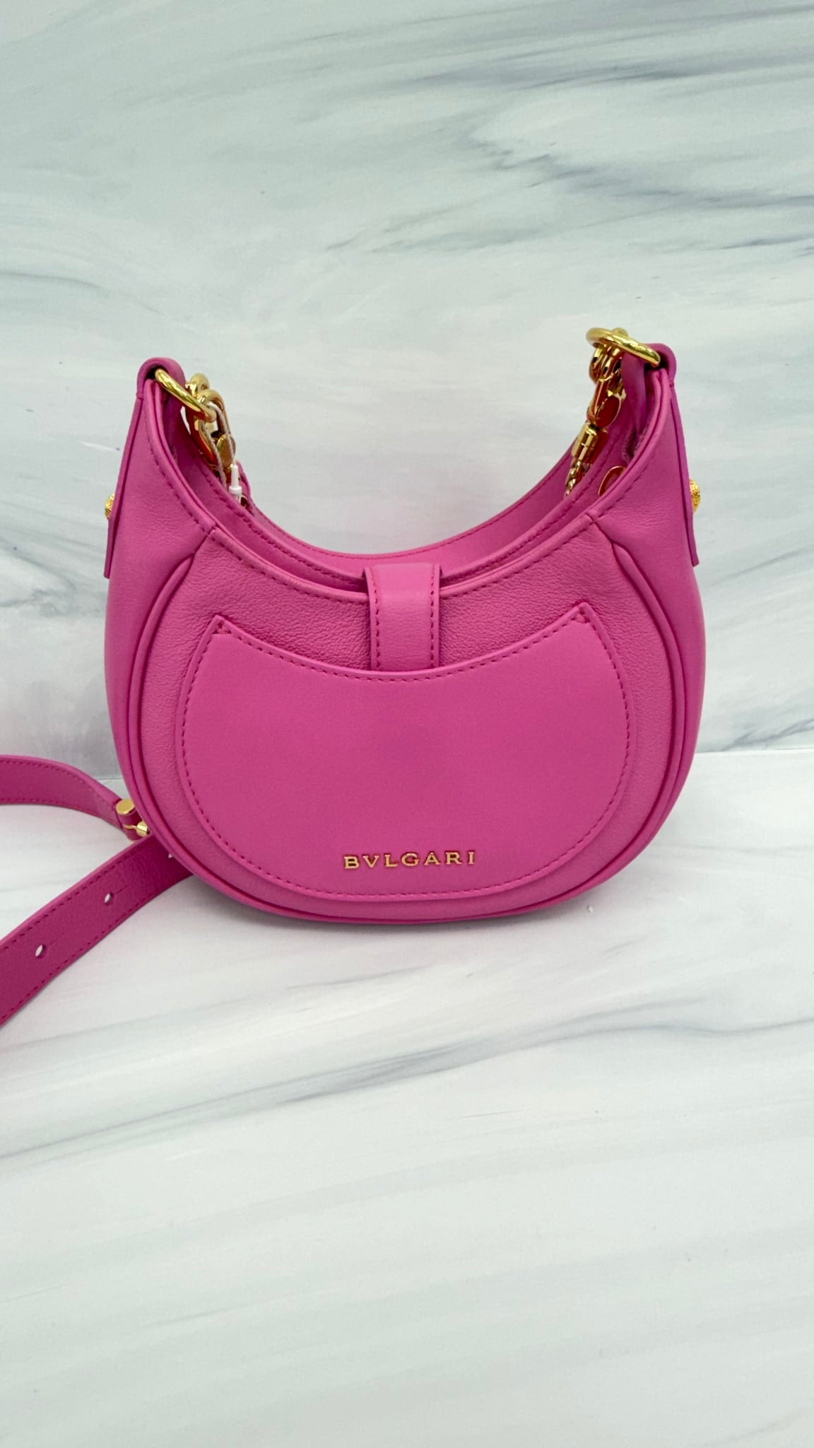LIKE NEW - Bvlgari Pink Leather Serpenti Ellipse Micro Handbag 