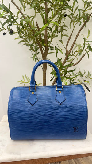 Louis Vuitton Blue Epi Leather Speedy 25 Handbag