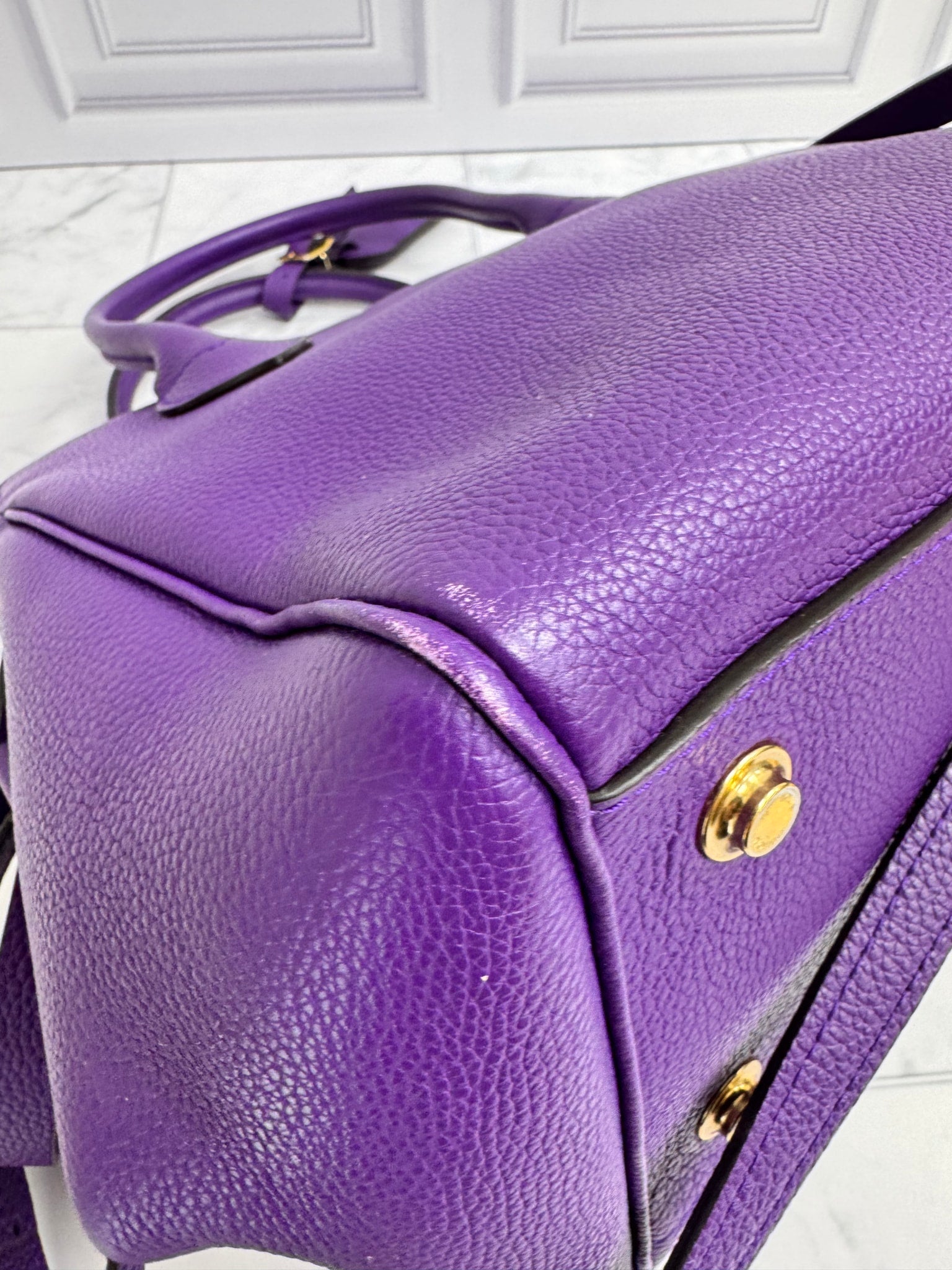 Louis Vuitton Purple Grained Leather Milla Pm 2Way Bag