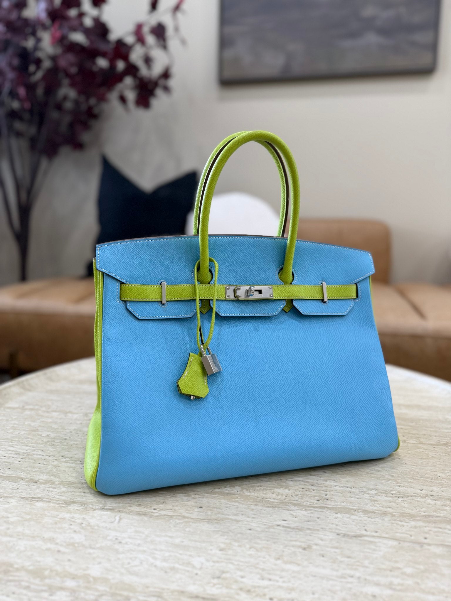 Hermes Bleu Celeste & Lime Epsom HSS Birkin 35