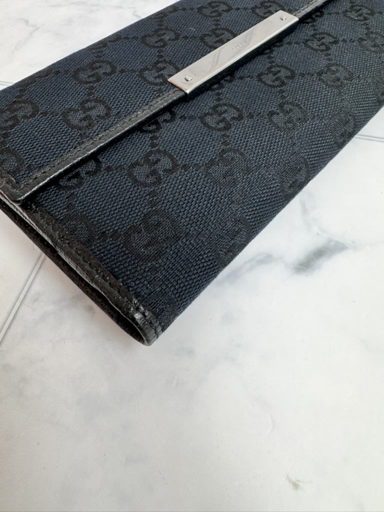 Gucci Black GG Supreme Canvas Long Wallet