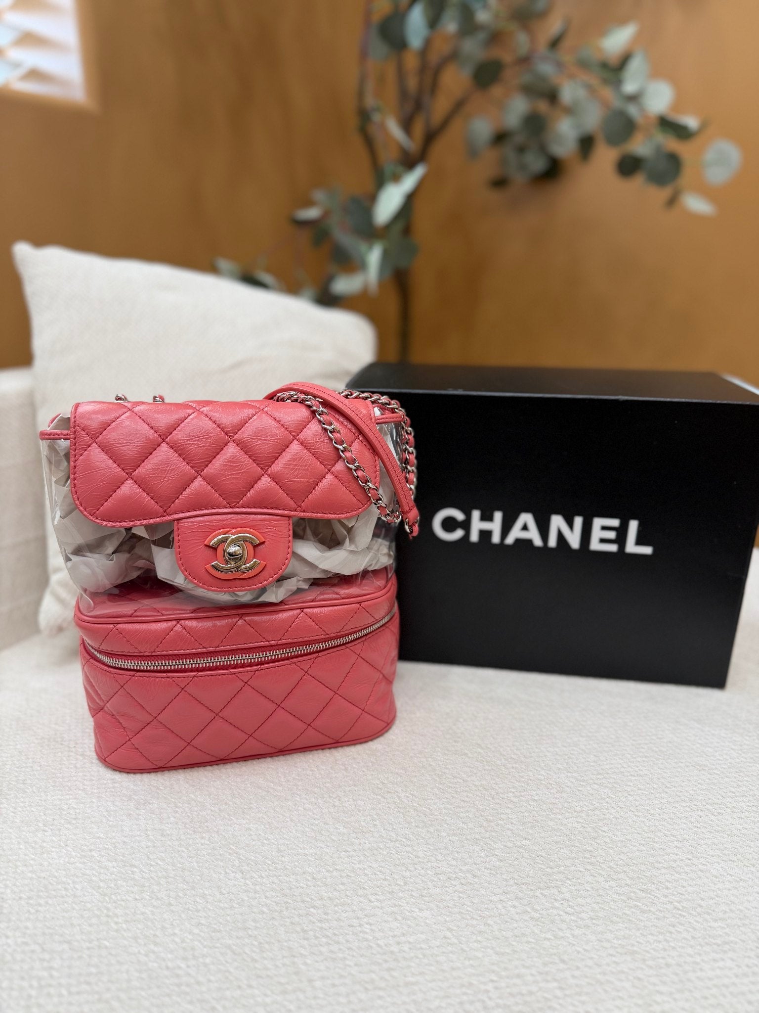 Chanel Pink Quilted Calfskin Shoulder PVC Bag