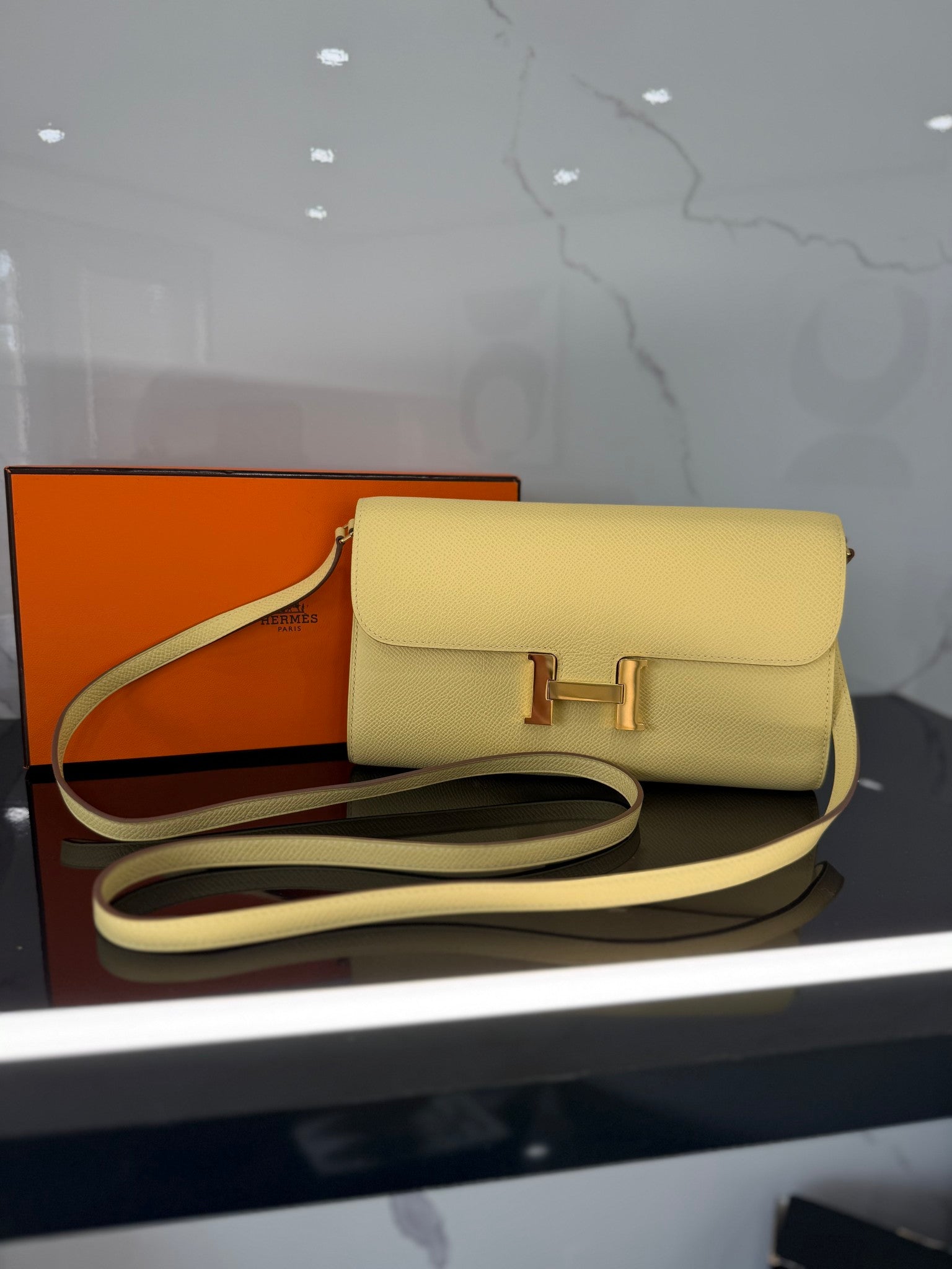 Hermes Yellow Epsom Leather Constance To Go Wallet