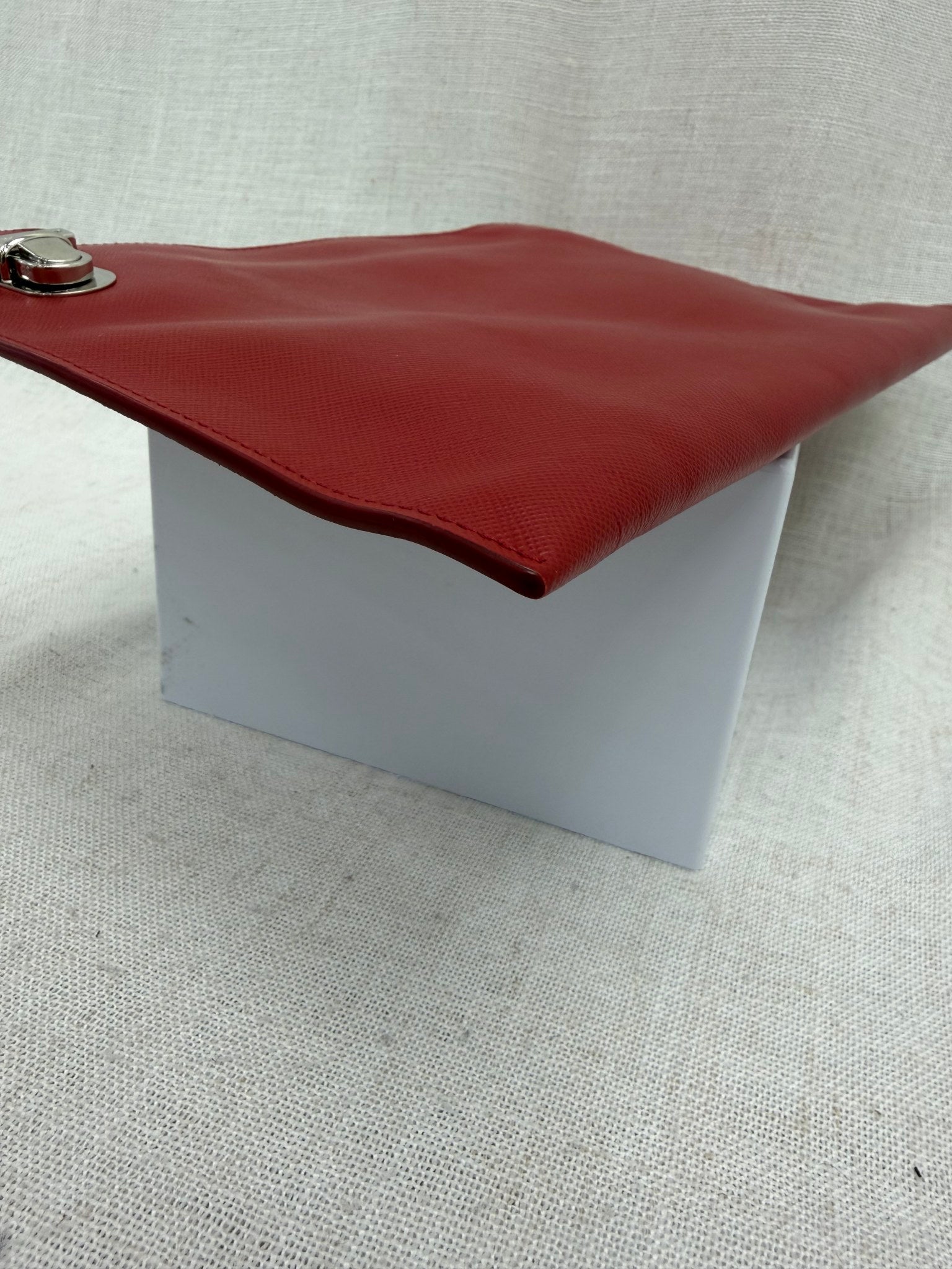 Prada Red Saffiano Leather Clutch