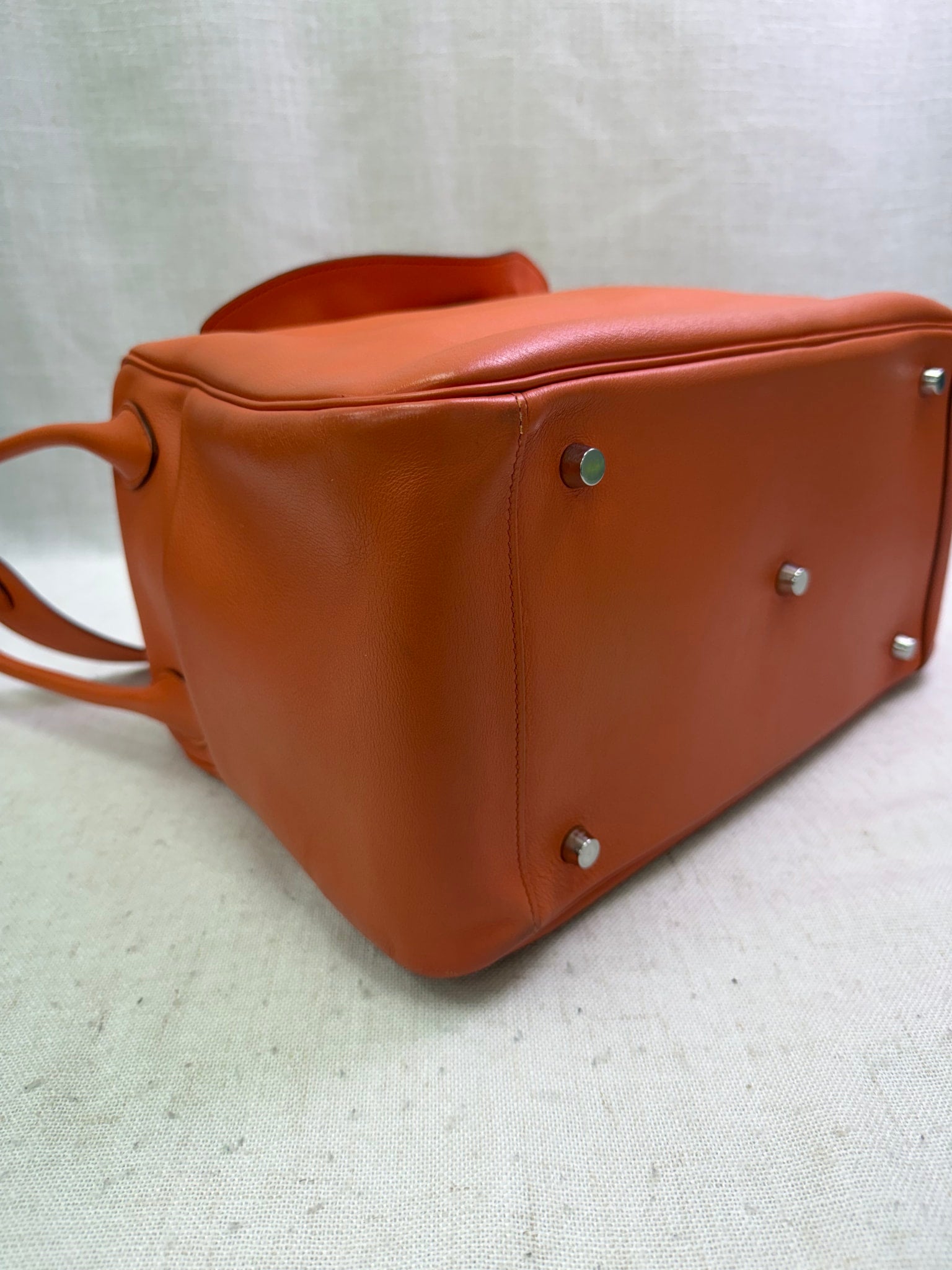 Hermes Orange Evercolor Leather Lindy 34 Handbag